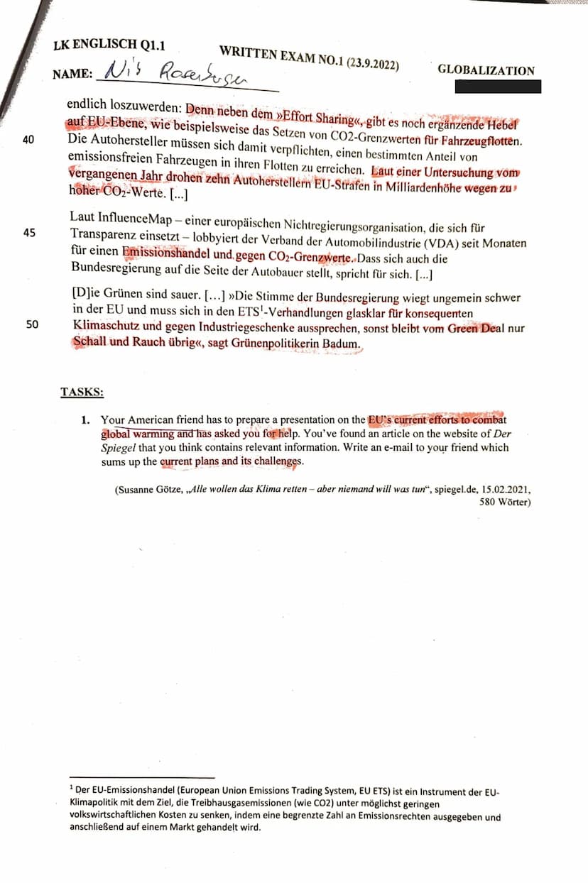 LK ENGLISCH Q1.1
NAME:
WRITTEN EXAM NO.1 (23.9.2022)
GLOBALIZATION
Nits
Resebege
5
10
10
15
20
25
30
35
KLAUSURTEIL A:
How We Broke the Worl