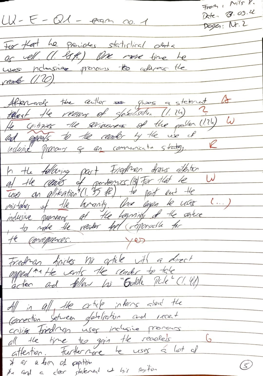 LK ENGLISCH Q1.1
NAME:
WRITTEN EXAM NO.1 (23.9.2022)
GLOBALIZATION
Nits
Resebege
5
10
10
15
20
25
30
35
KLAUSURTEIL A:
How We Broke the Worl