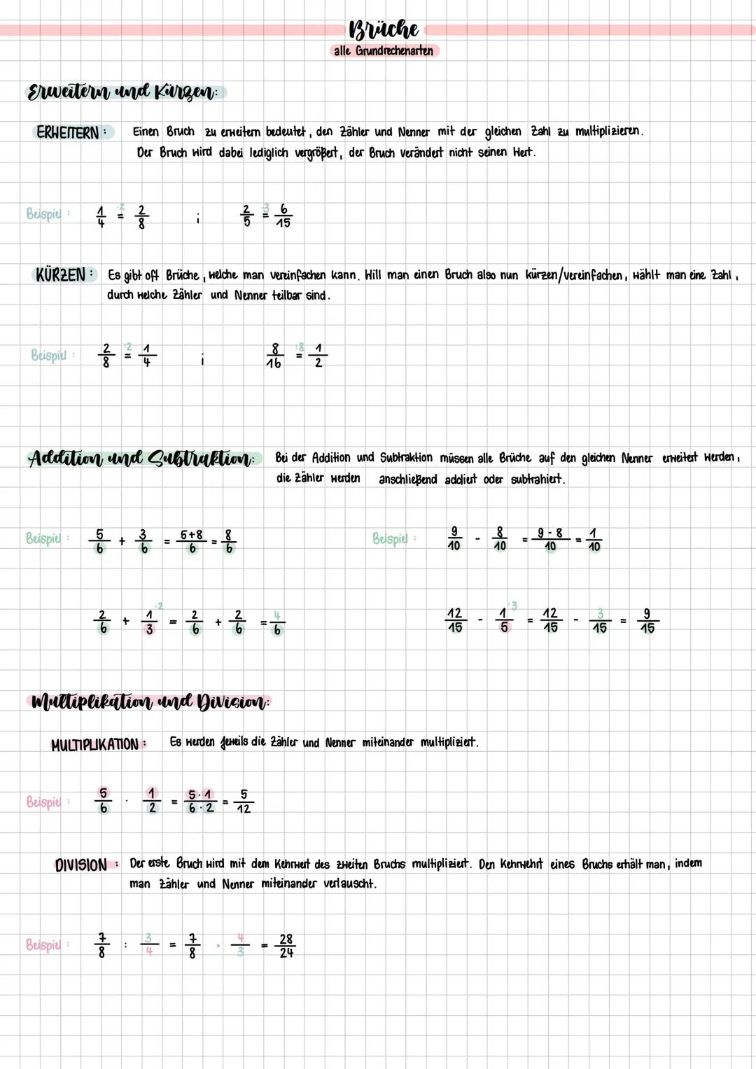Brüche einfach erklärt: Addieren, Subtrahieren und Umwandeln