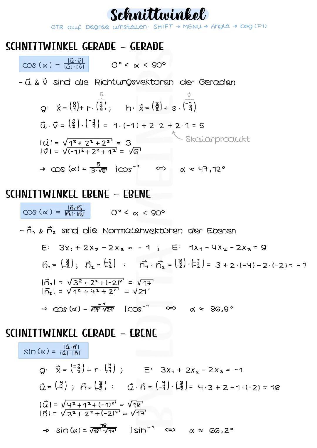 Schnittwinkel | Geometrie