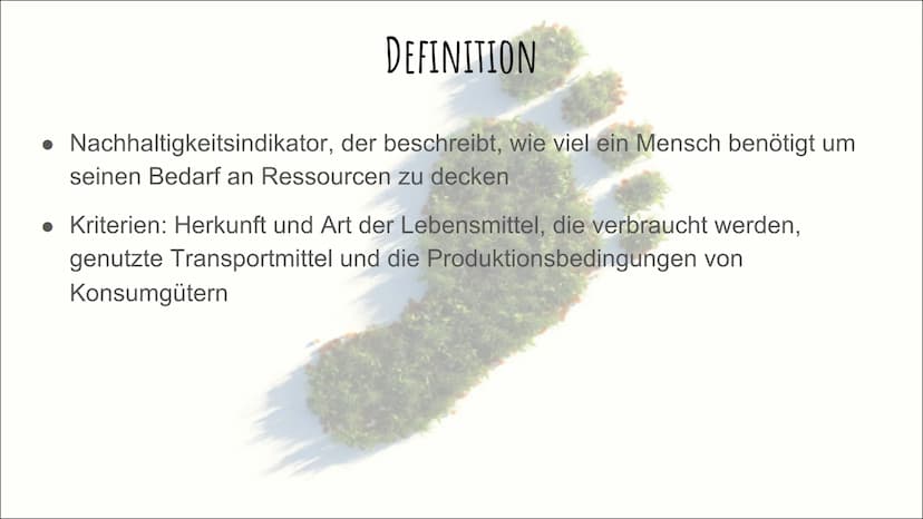 DER ÖKOLOGISCHE
FUBABDRUCK GLIEDERUNG
Definition
• Ökologischer Fußabdruck nach Wackernagel und Rees
• Wie wird der Test gemessen?
Der CO₂ -
