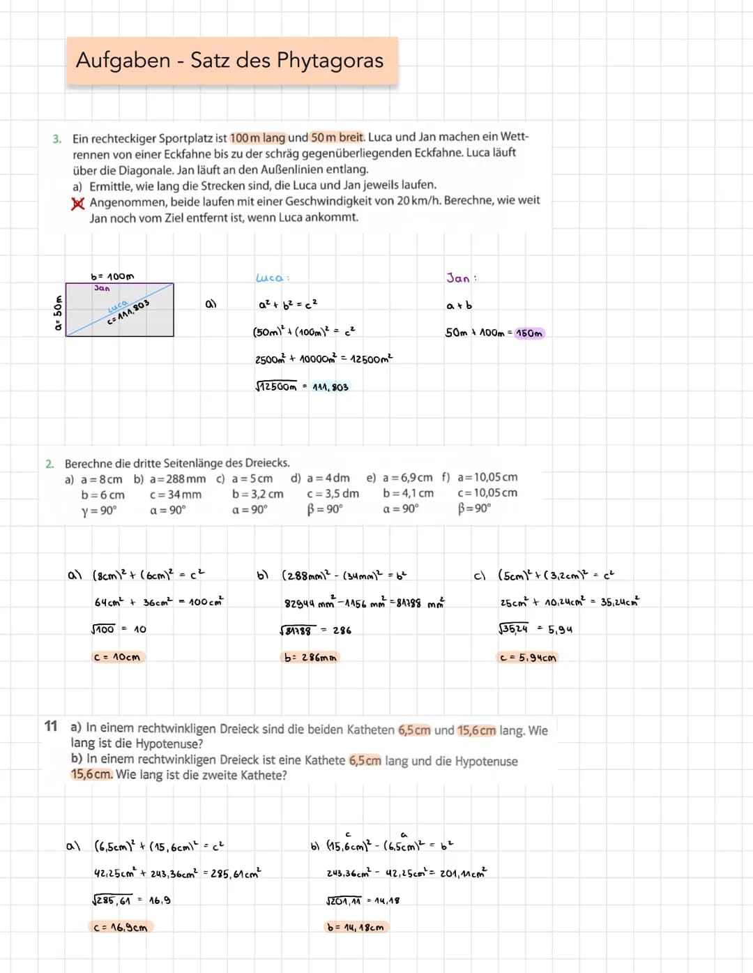 Kathete
2cm
2cm
Satz des Pythagoras - Allgemein
Hypotenuse
A
Kathete
Formel: a² +6² = c²
C = 3,61 cm
(Kathete 1)² + (hathete 2)² = (Hypotenu