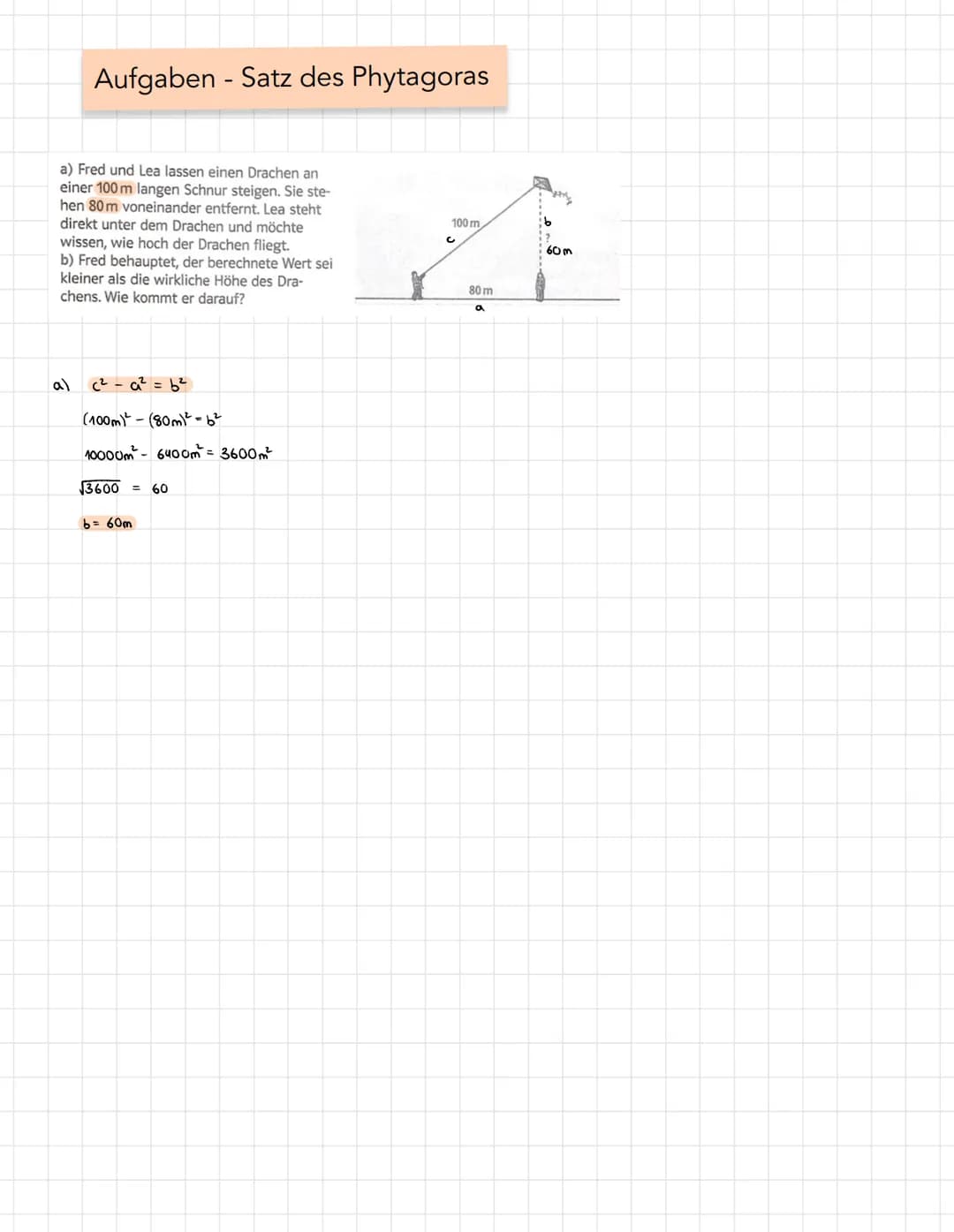 Kathete
2cm
2cm
Satz des Pythagoras - Allgemein
Hypotenuse
A
Kathete
Formel: a² +6² = c²
C = 3,61 cm
(Kathete 1)² + (hathete 2)² = (Hypotenu