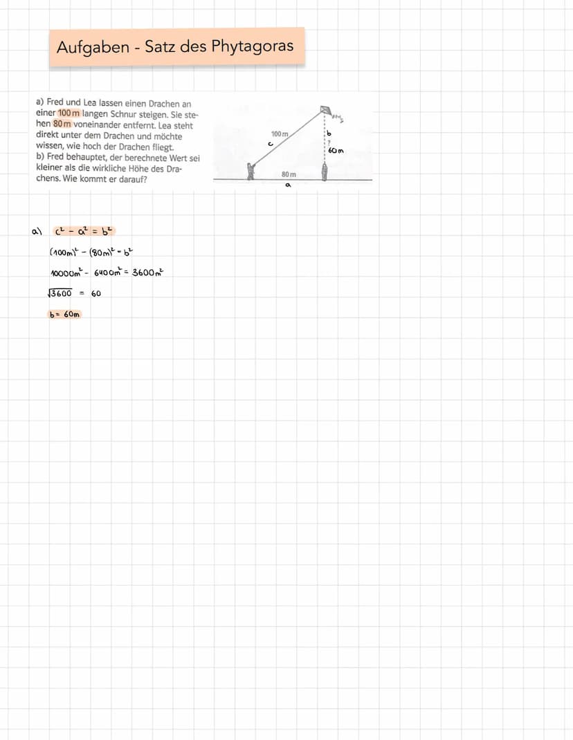Kathete
2cm
2cm
Satz des Pythagoras - Allgemein
Hypotenuse
A
Kathete
Formel: a² +6² = c²
C = 3,61 cm
(Kathete 1)² + (hathete 2)² = (Hypotenu