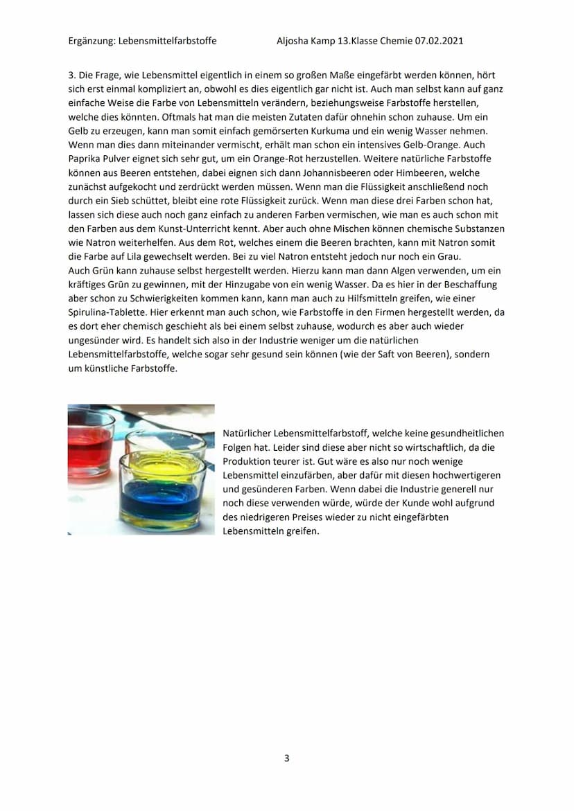 Lebensmittelfarbstoffe
1. Natürliche und synthetische Farbstoffe
2 Geschichte der Lebensmittelfärbung
3. Einteilung in E-Nummern
4. Nebenwir