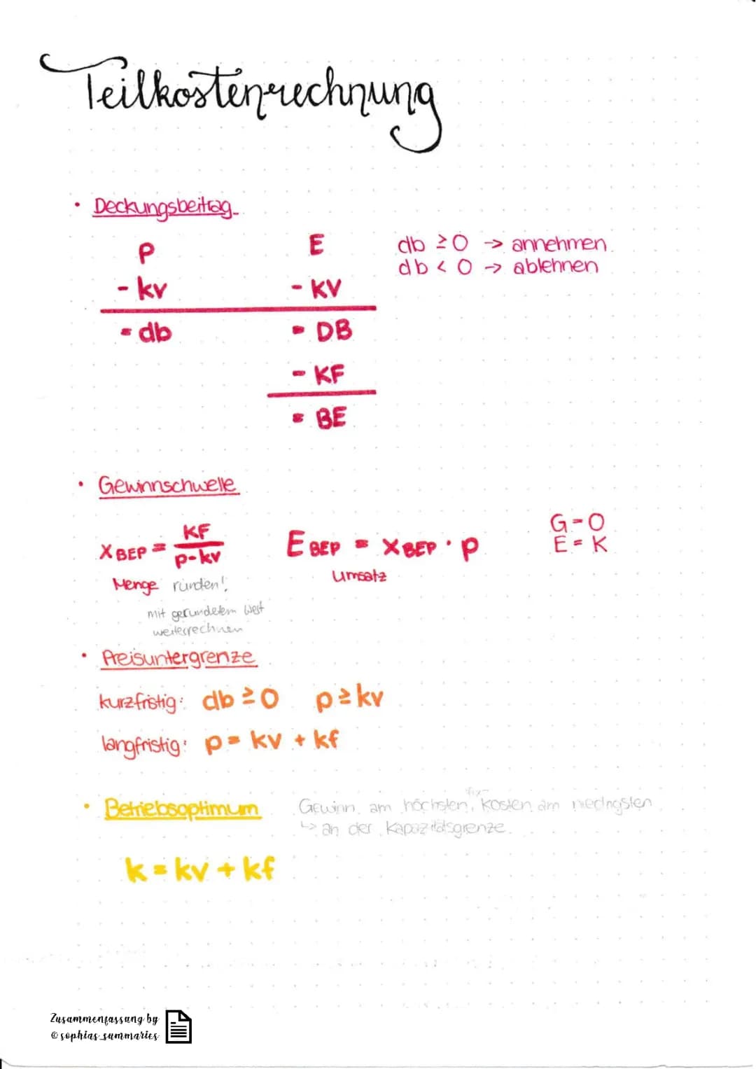 Teilkostenrechnung & Vollkostenrechnung: Formeln, Schema & Beispiele mit Lösungen PDF