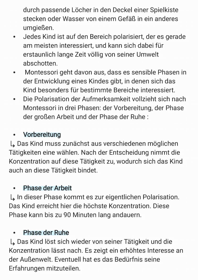 ●
●
●
●
●
●
●
Sensible Phasen
Während seiner Entwicklung durchläuft das Kind
sogenannte „sensible“ oder „sensitive Perioden"
In solchen Phas