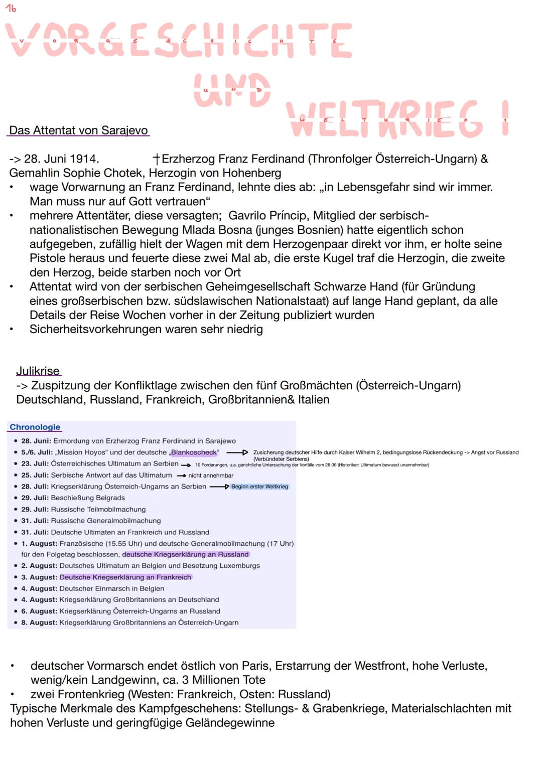 16
VORGESCHICHTE
WELTKRIES !
Das Attentat von Sarajevo
-> 28. Juni 1914.
+Erzherzog Franz Ferdinand (Thronfolger Österreich-Ungarn) &
Gemahl