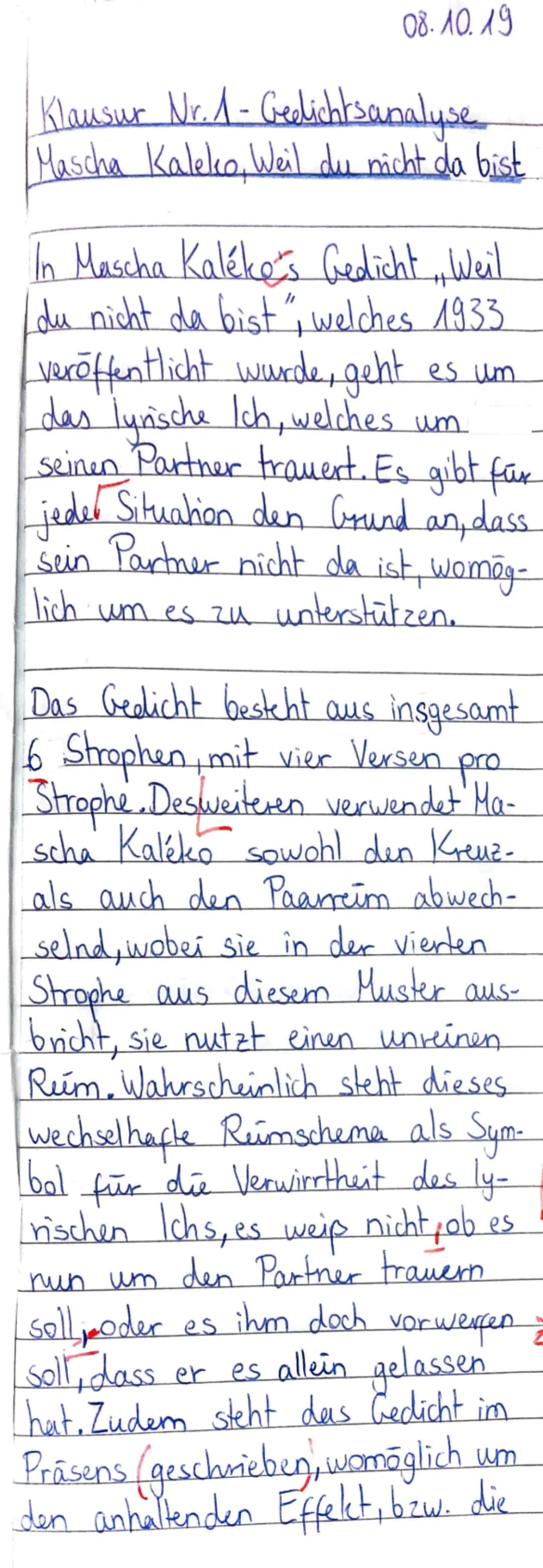  Weil du nicht da bist-Mascha Kaleko