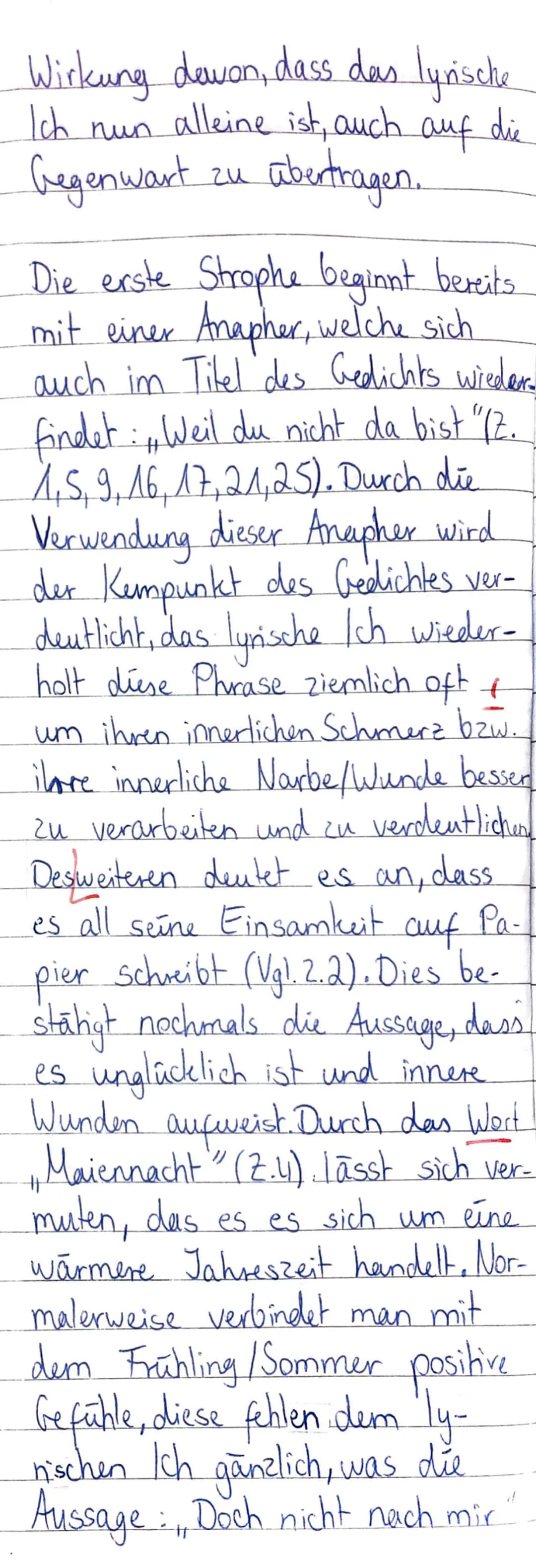 08.10.19
Klausur Nr. 1 - Gedichtsanalyse.
Mascha Kaleko, Weil du nicht da bist
In Mascha Kaléke's Gedicht, Weil
du nicht da bist", welches 1