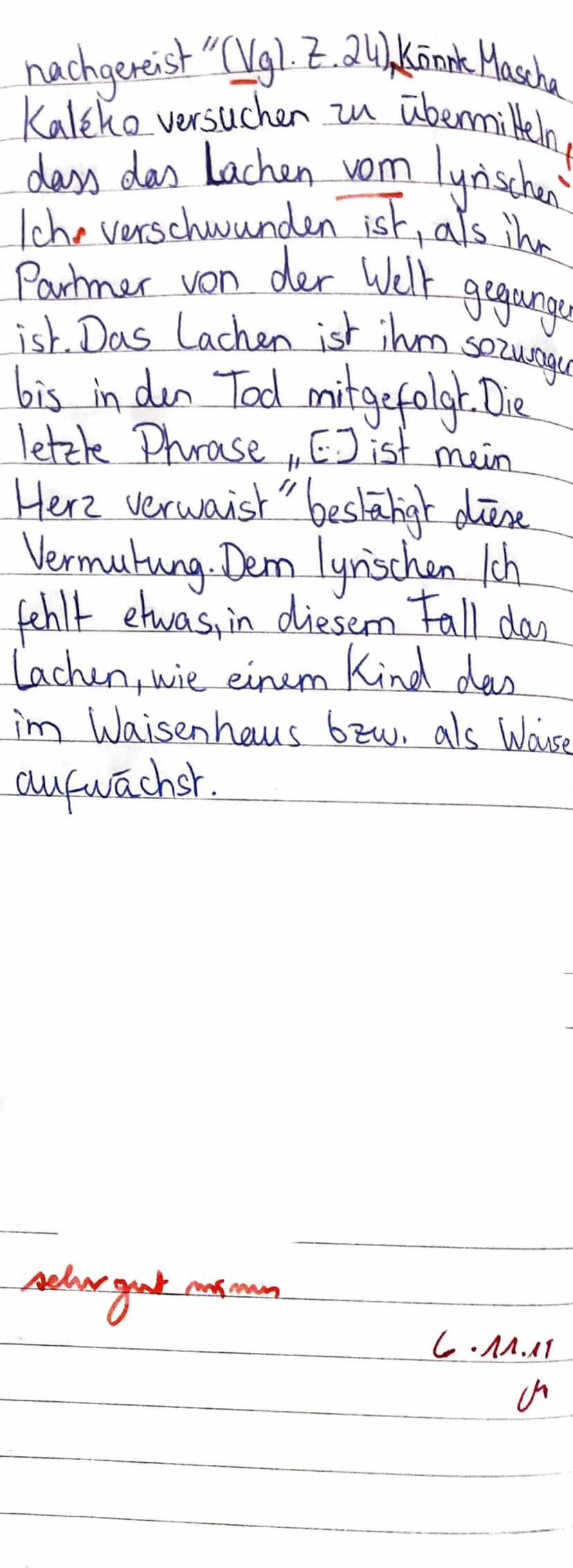08.10.19
Klausur Nr. 1 - Gedichtsanalyse.
Mascha Kaleko, Weil du nicht da bist
In Mascha Kaléke's Gedicht, Weil
du nicht da bist", welches 1