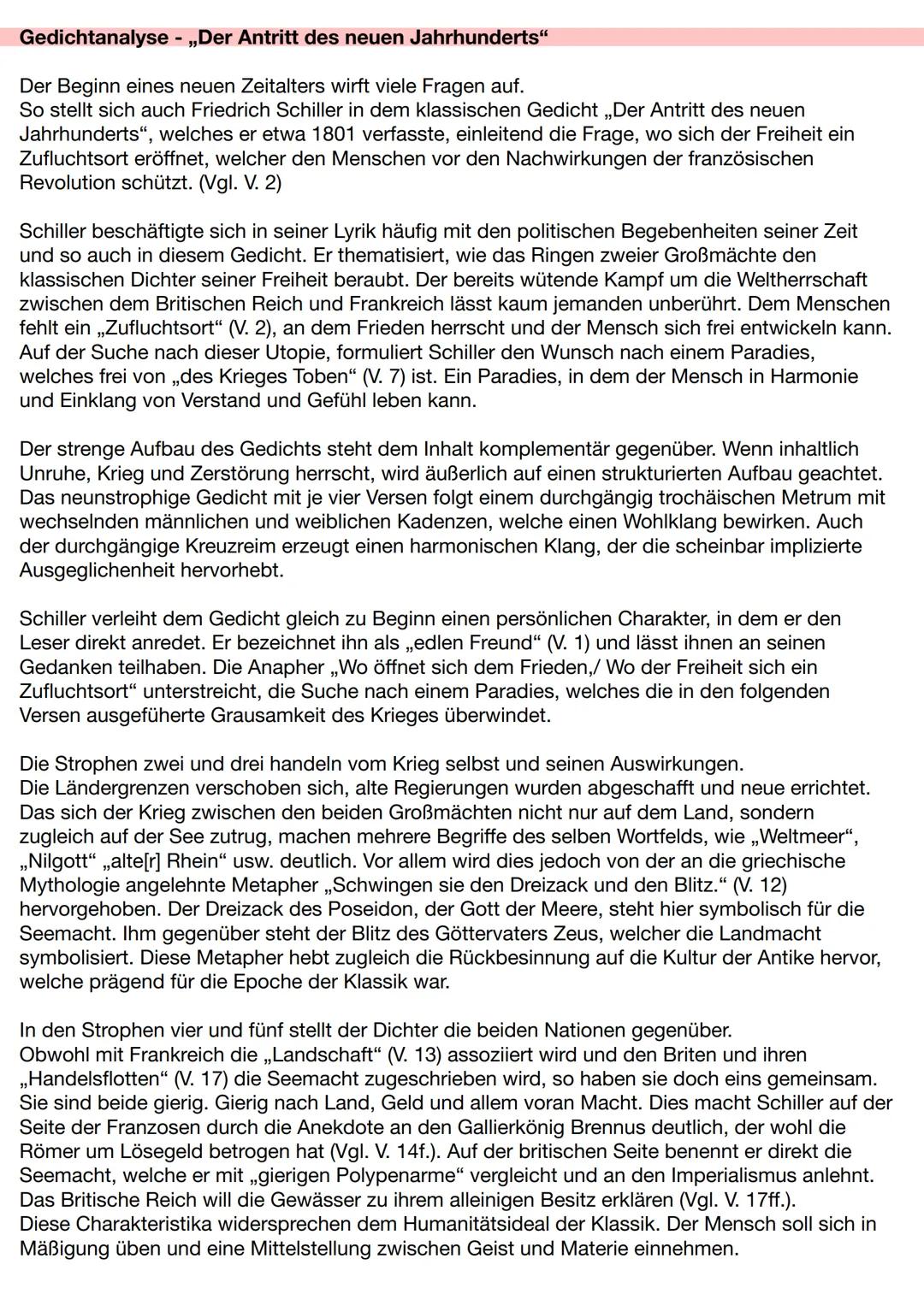 Gedichtanalyse - „Der Antritt des neuen Jahrhunderts"
Der Beginn eines neuen Zeitalters wirft viele Fragen auf.
So stellt sich auch Friedric