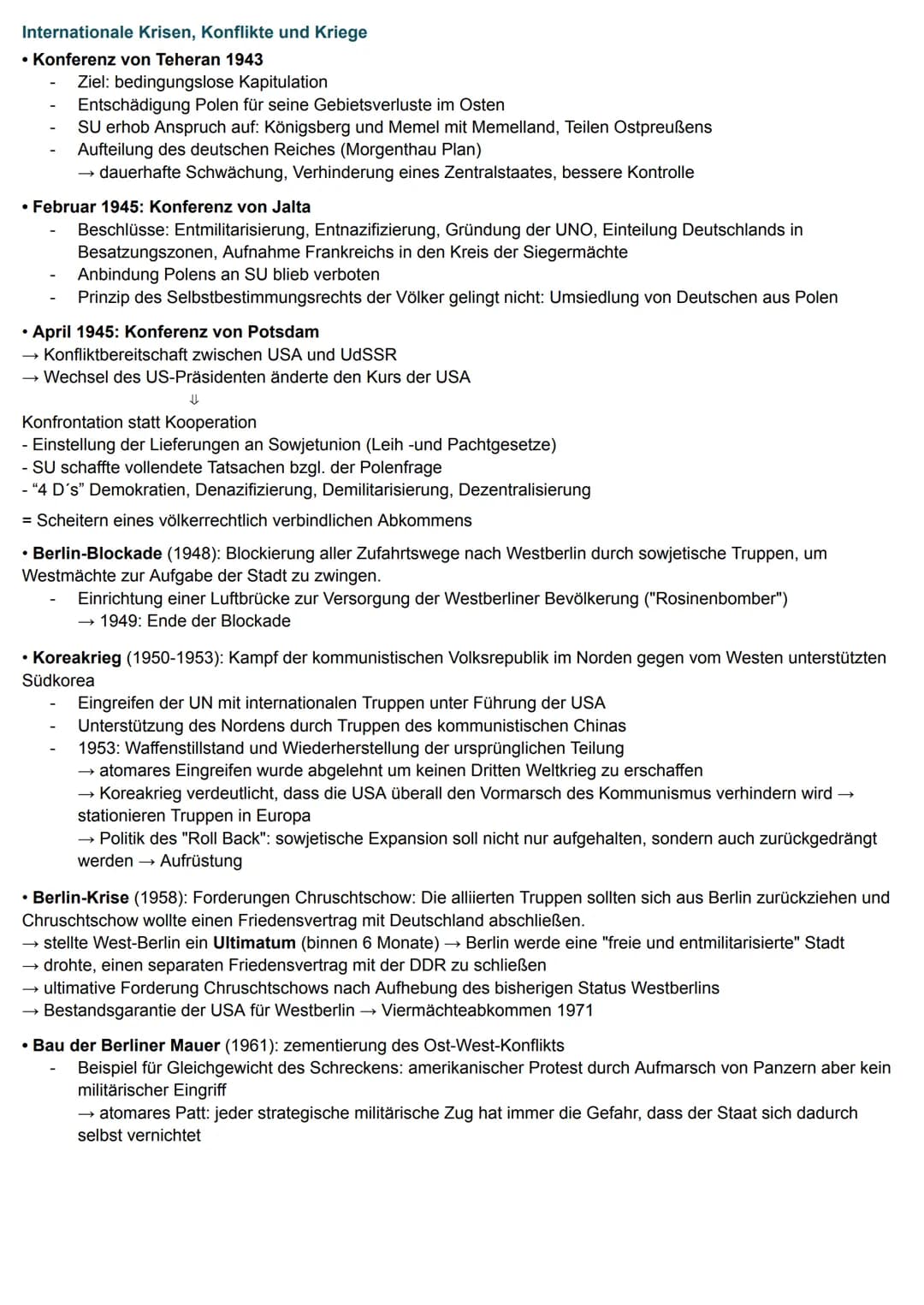 Kalter Krieg
• "Flügelmächte" USA und Sowjetunion entwickeln sich zu weltpolitischen Führungsmächten
- Große politische, wirtschaftliche und