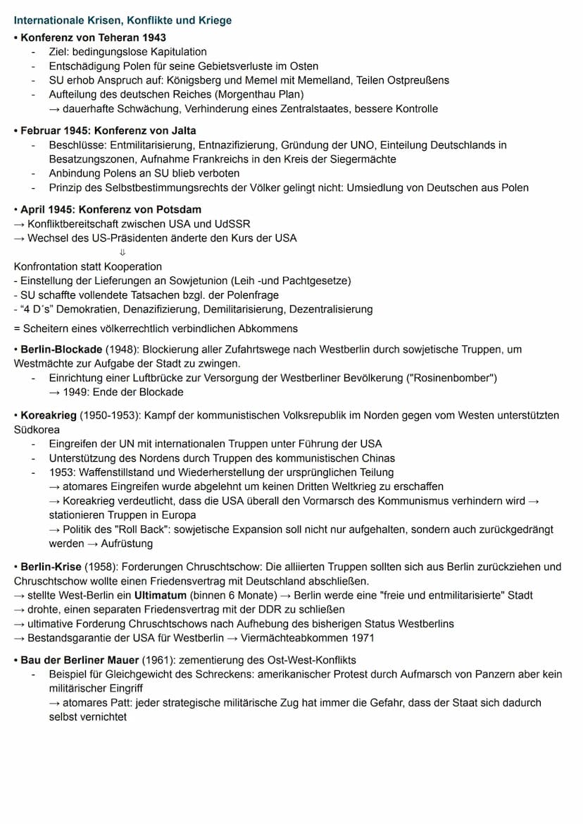 Kalter Krieg
• "Flügelmächte" USA und Sowjetunion entwickeln sich zu weltpolitischen Führungsmächten
- Große politische, wirtschaftliche und