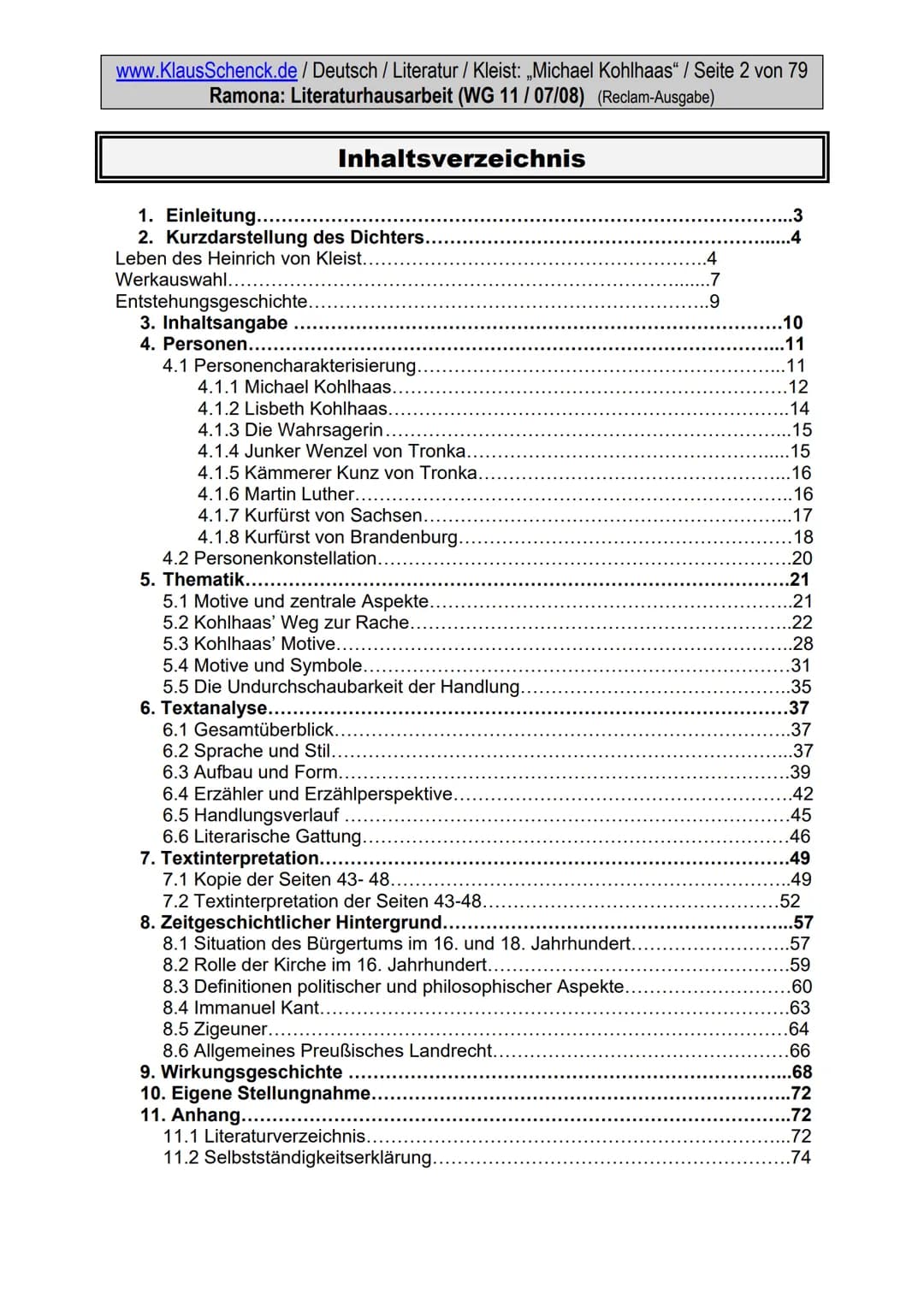 www.KlausSchenck.de / Deutsch / WG 11/ Literaturhausarbeit (2013/14) / S. 1 von 20
Strategische Vorschläge für eine Literaturhausarbeit / An