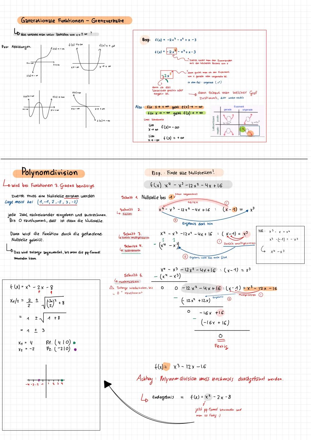 # Klausur Nr. 3
Analysis
Lernzettel

Ableiten

Erste Ableitung: f'(x)

Merke: Die erste Ableitung ist die Steigung der Ausgangsfunktion.

Zw