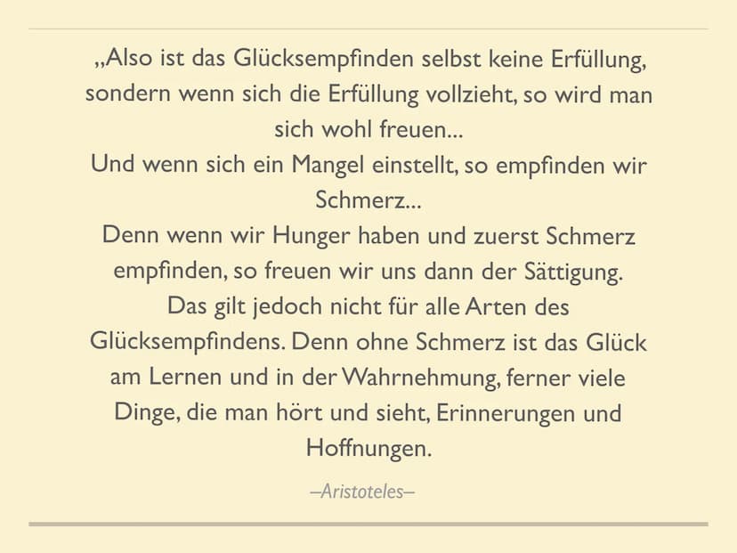 ARISTOTELES VORSTELLUNG
VON GLÜCK ALLGEMEINES
Aristoteles wurde im Jahre 384 v. Chr. in dem makedonischen Ort Stagira auf der
Halbinsel Chal