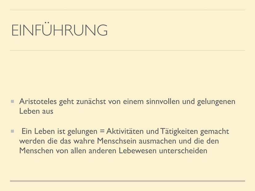 ARISTOTELES VORSTELLUNG
VON GLÜCK ALLGEMEINES
Aristoteles wurde im Jahre 384 v. Chr. in dem makedonischen Ort Stagira auf der
Halbinsel Chal