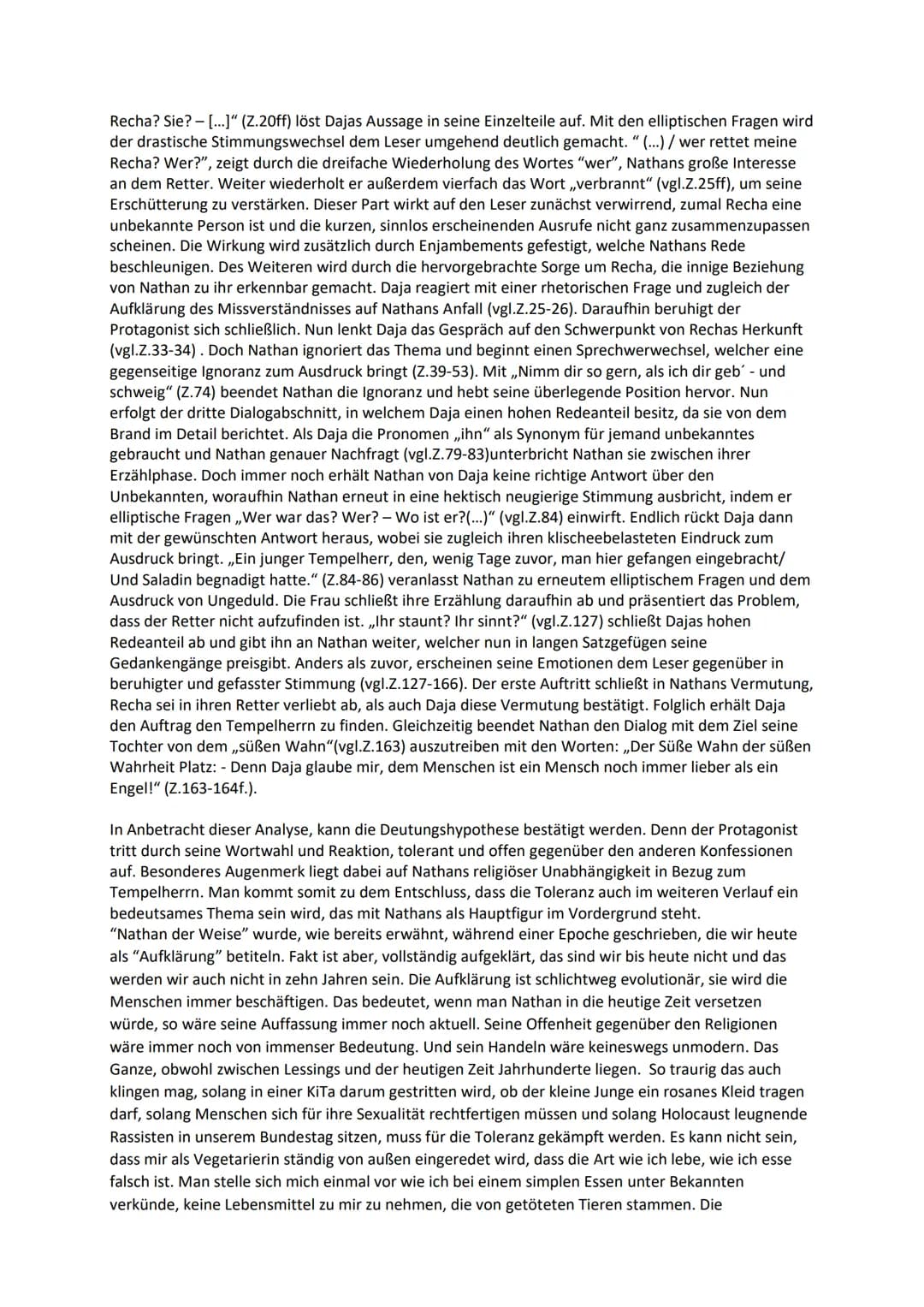 Nathan der Weise
(1.Akt, 1. Szene) Analyse
Gotthold Ephraim Lessing veröffentlichte im Frühjahr 1779 das Drama ,,Nathan der Weise" in der
Ep