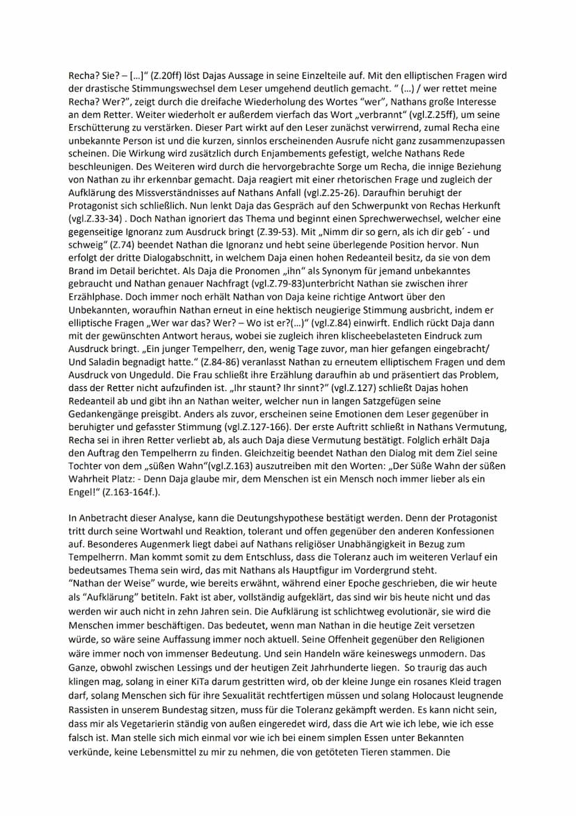 Nathan der Weise
(1.Akt, 1. Szene) Analyse
Gotthold Ephraim Lessing veröffentlichte im Frühjahr 1779 das Drama ,,Nathan der Weise" in der
Ep