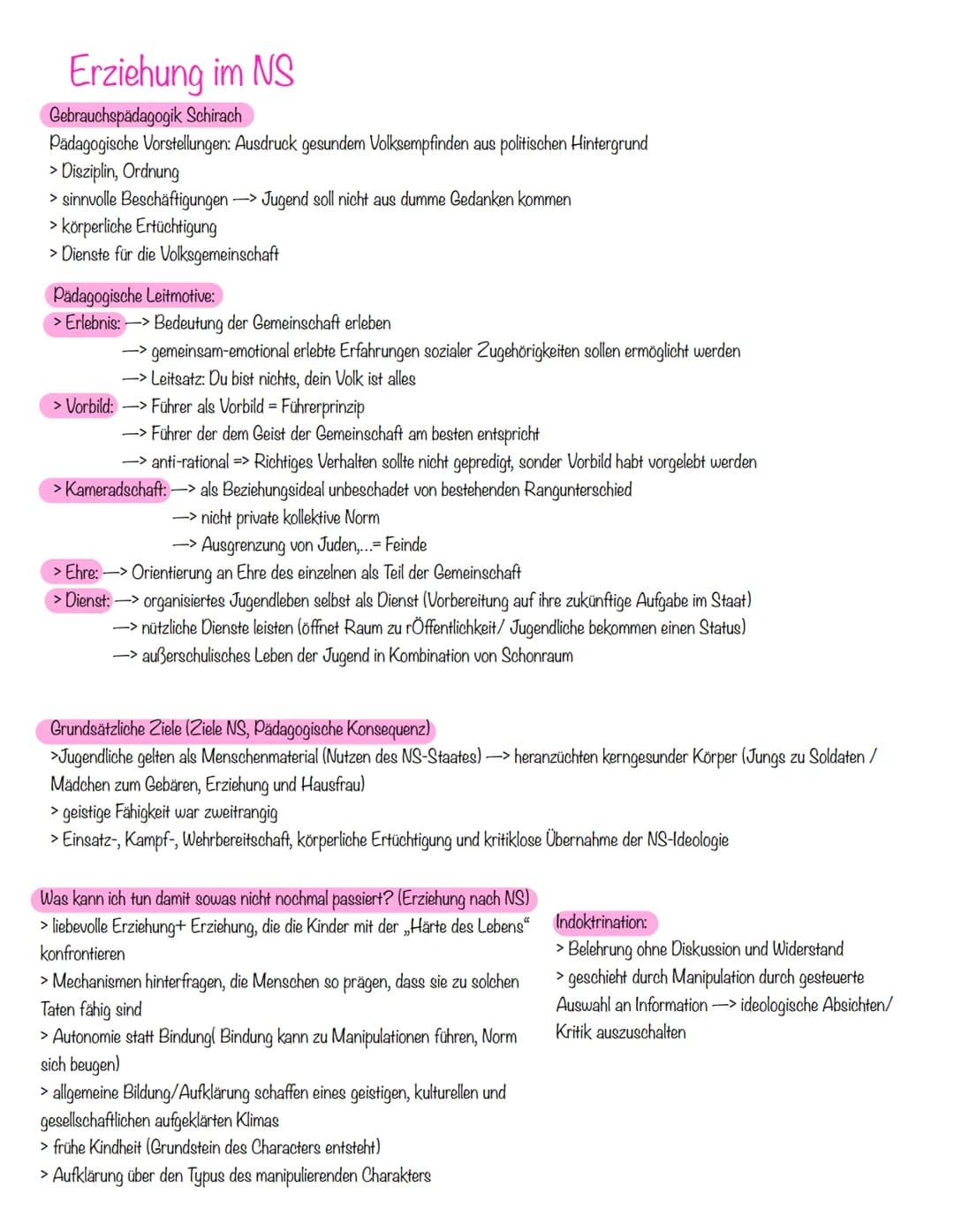 Erziehung im NS
Historischer Kontext:
> Ende 1923 NSDAP wenig beachtete Partei
> Schwäche des politischen System nach erstem Weltkrieg
> Bew