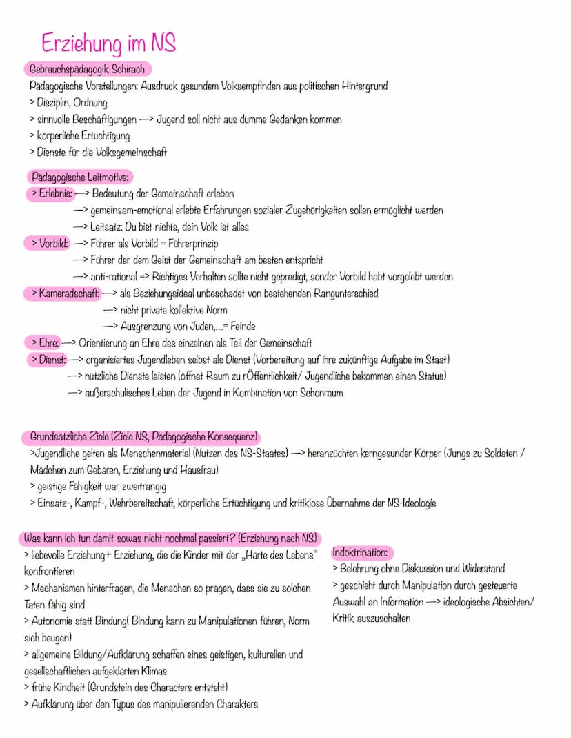 Erziehung im NS
Historischer Kontext:
> Ende 1923 NSDAP wenig beachtete Partei
> Schwäche des politischen System nach erstem Weltkrieg
> Bew