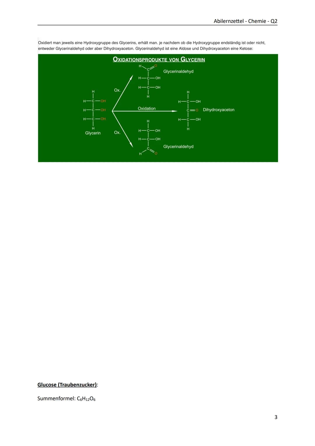 Kohlenhydrate
- Monosaccharide: Glucose, Fructose, Kohlenstoffatome mit Chiralitätszentren,
optische Aktivität, D-/L-Konfiguration, Enantiom