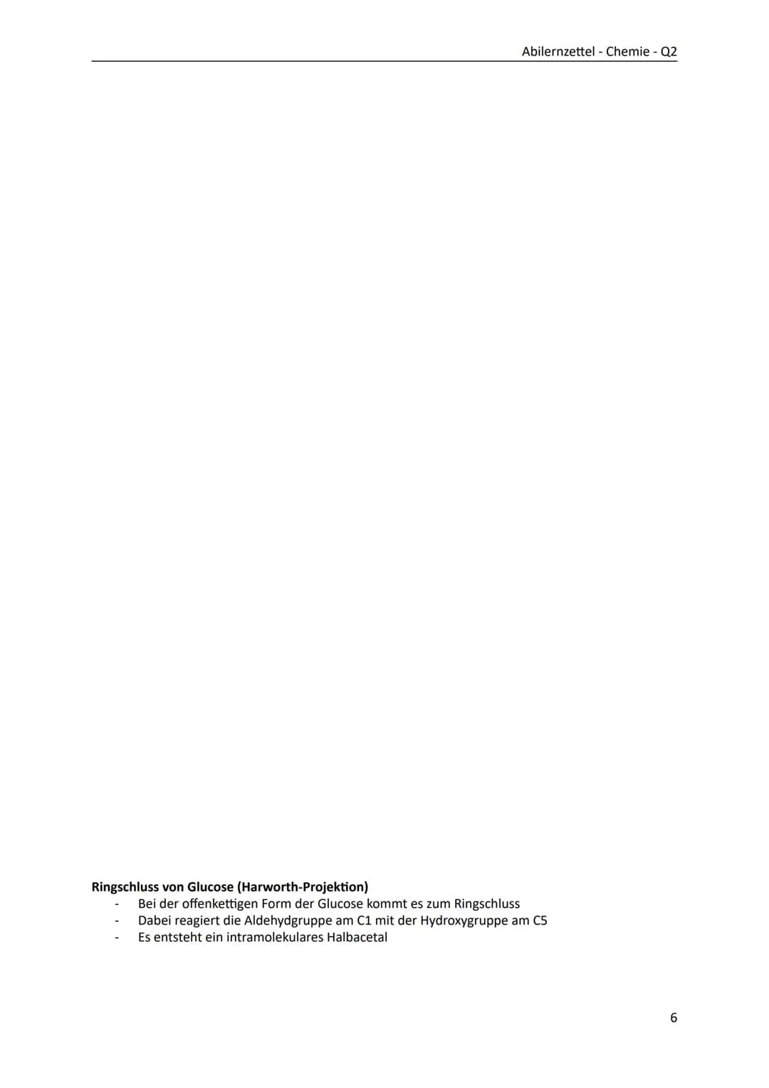 Kohlenhydrate
- Monosaccharide: Glucose, Fructose, Kohlenstoffatome mit Chiralitätszentren,
optische Aktivität, D-/L-Konfiguration, Enantiom