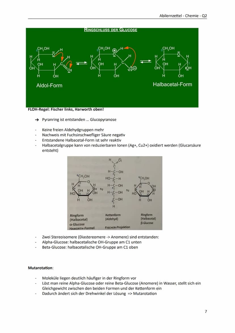 Kohlenhydrate
- Monosaccharide: Glucose, Fructose, Kohlenstoffatome mit Chiralitätszentren,
optische Aktivität, D-/L-Konfiguration, Enantiom