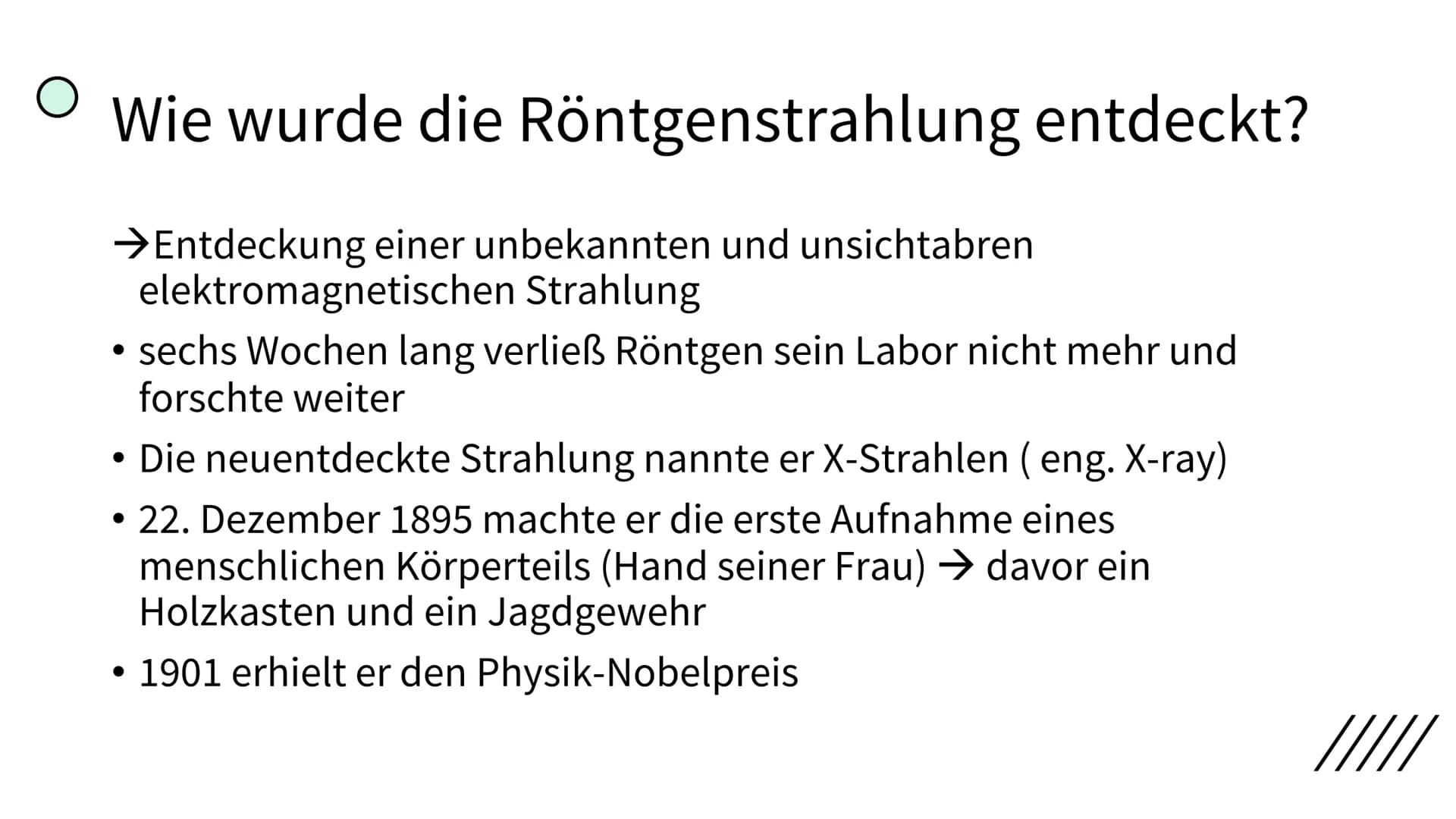 von: Lea Rubin & Lisa Sobiech
Kurzreferat
.
Entdeckung der
Röntgenstrahlung
BRODER
Röntgenstrahlen sind
Lichtstrahlen aber mit sehr
kurzer W