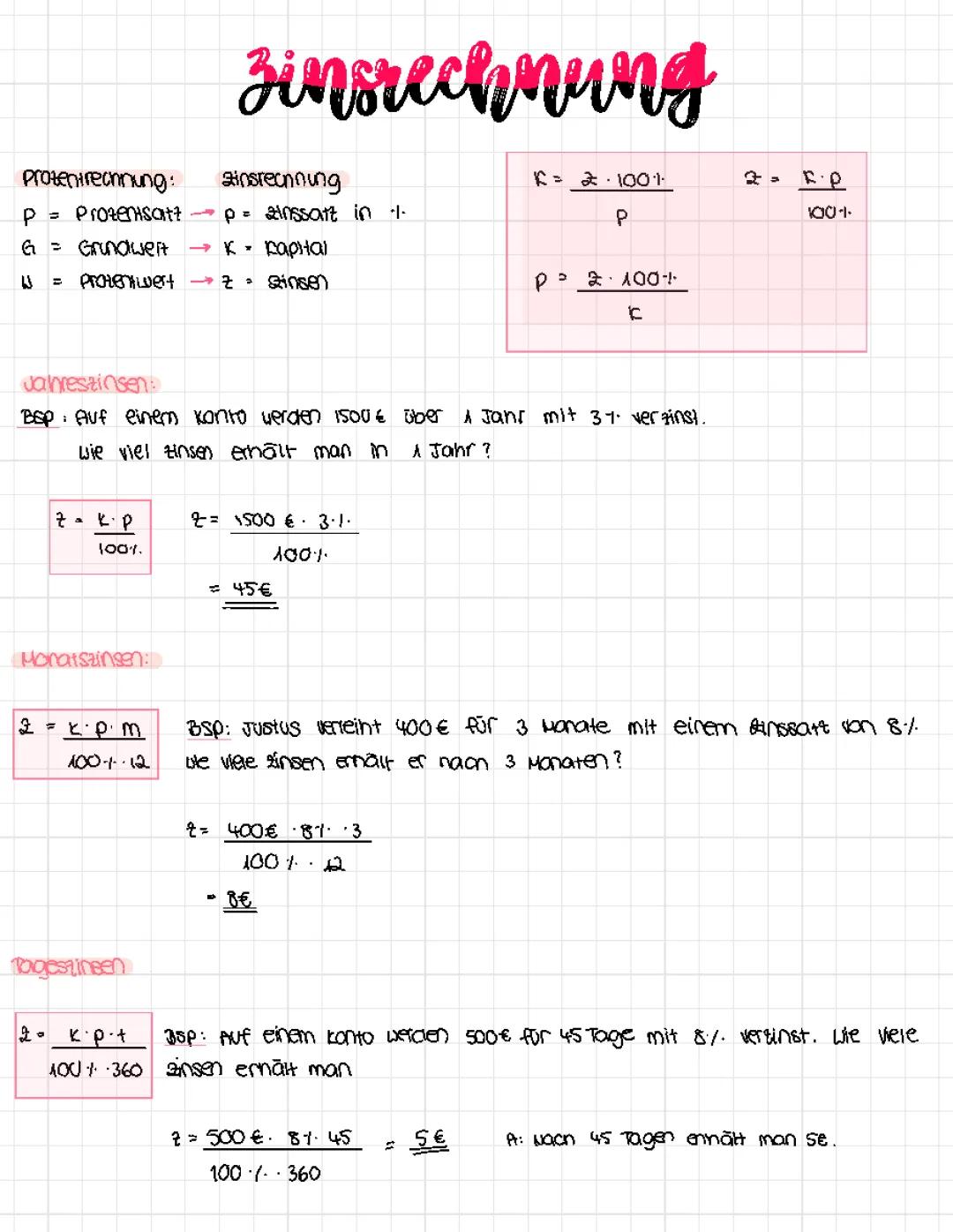 Zinsrechnung 