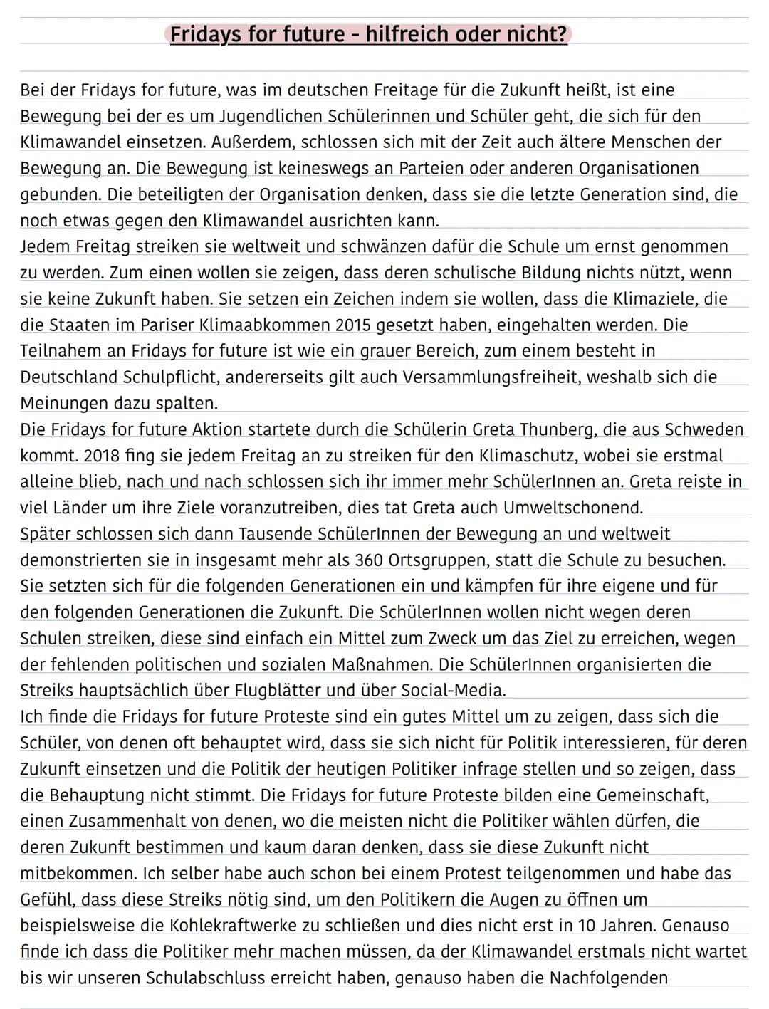 Fridays for future - hilfreich oder nicht?
Bei der Fridays for future, was im deutschen Freitage für die Zukunft heißt, ist eine
Bewegung be