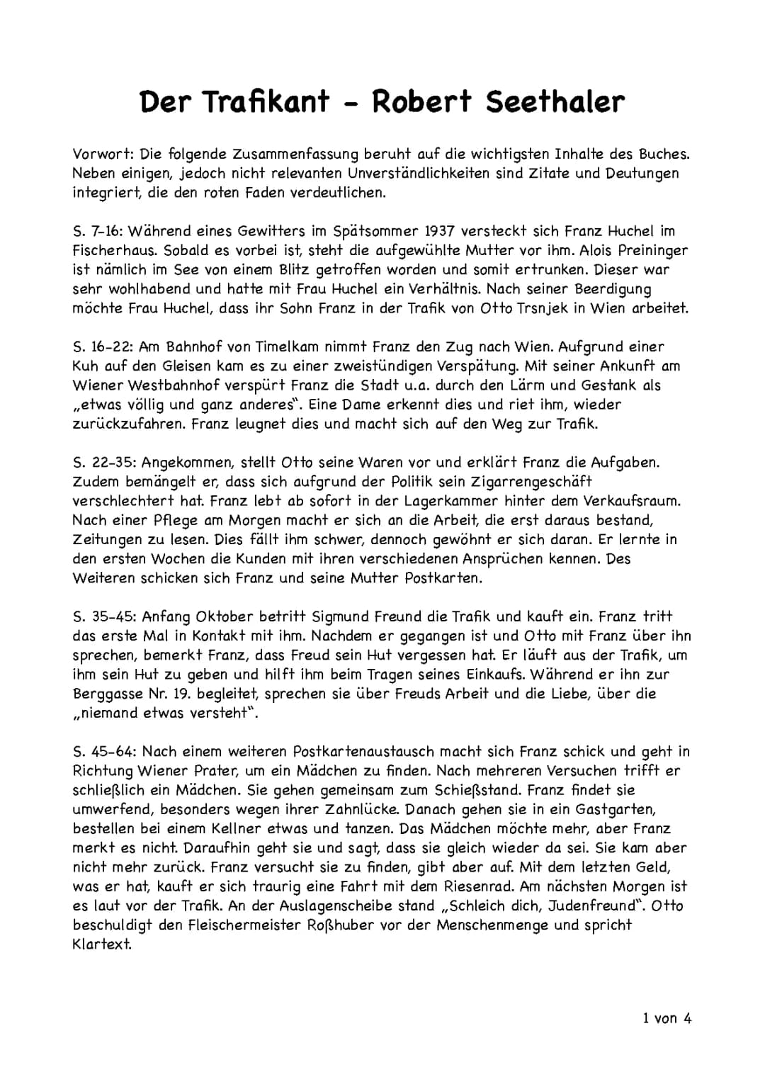 Der Trafikant - Zusammenfassung 