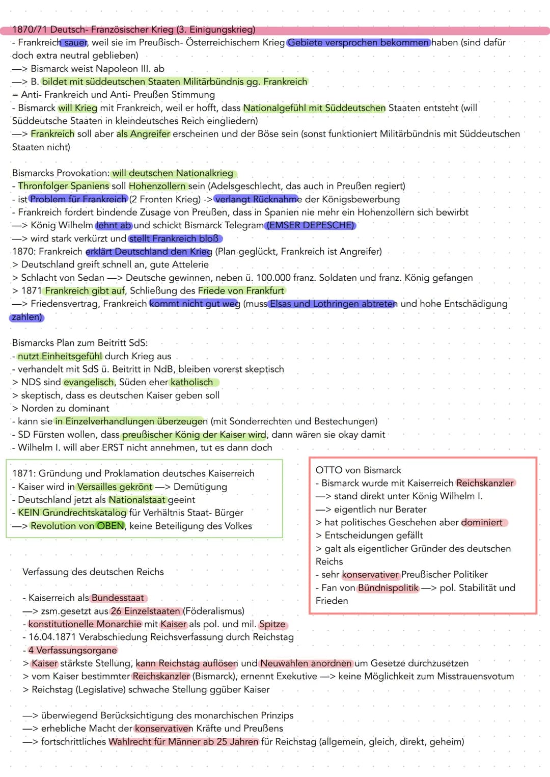 Deutsches Kaiserreich, Bismarck
Ausgangslage:
-1848 Märzrevolution: Versuch gescheitert deutsche Staaten zu einigen
- seit 1815 existiert "D