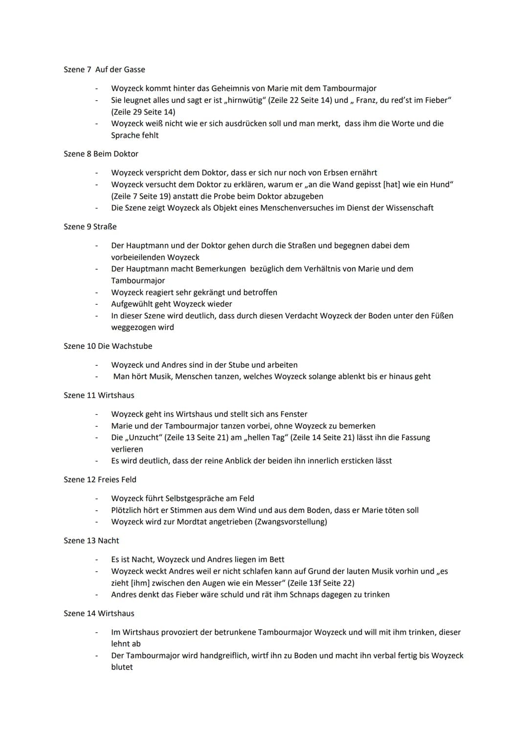 Lernzettel Woyzeck
Inhalt
1. Zusammenfassung der einzelnen Szenen
2. Zusammenfassung der Personen
3. Pauperismus
4. Idealismus, Materialismu