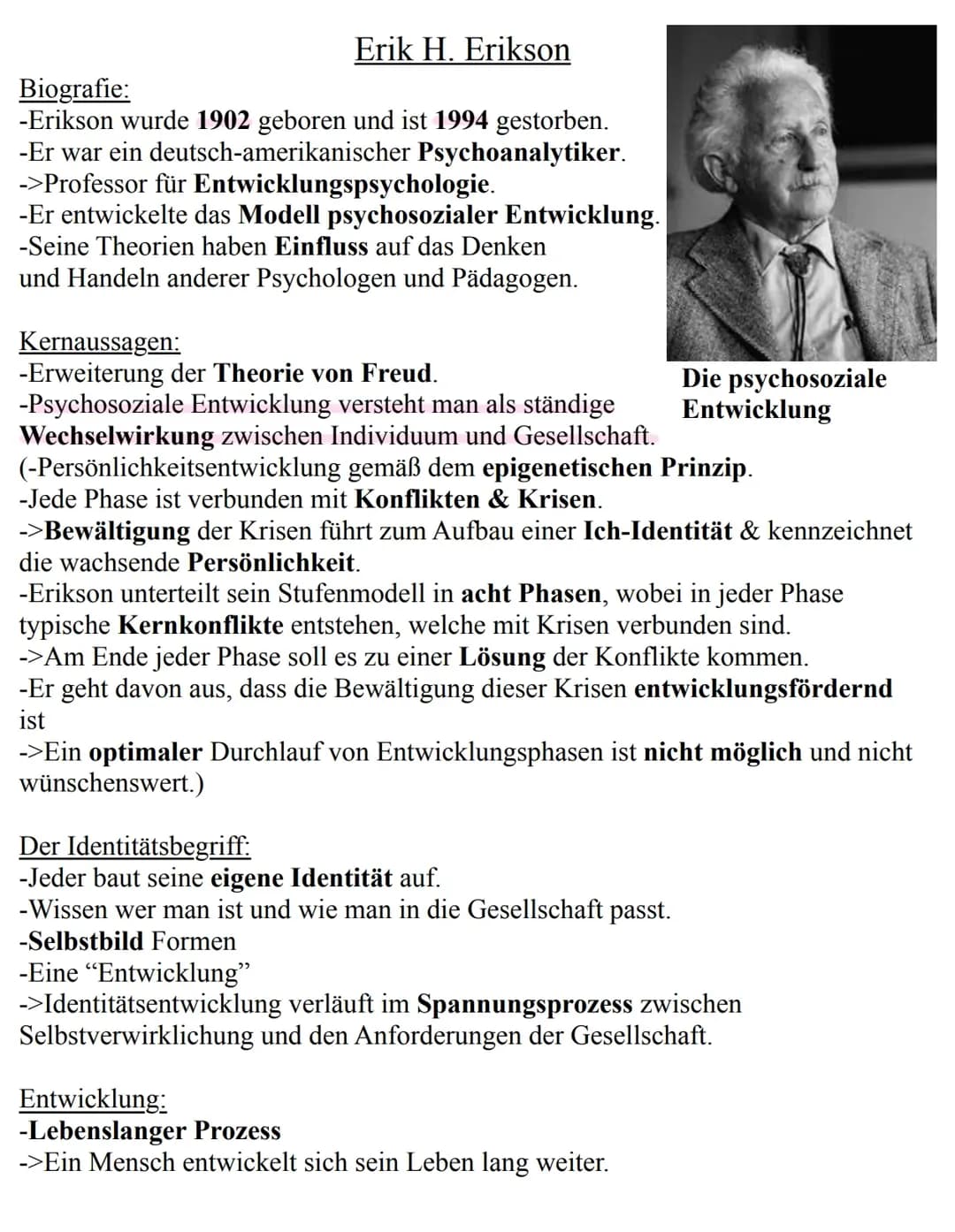 Lernzettel Erikson 