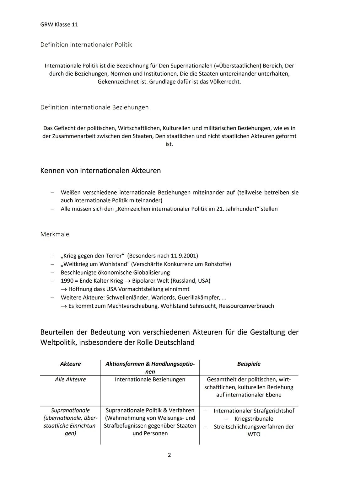 GRW Klasse 11
INTERNATIONALE POLITIK IN DER GLOBALISIERTEN WELT
Kennen von Herausforderungen für die internationale Politik im 21 Jhd.
Umgan