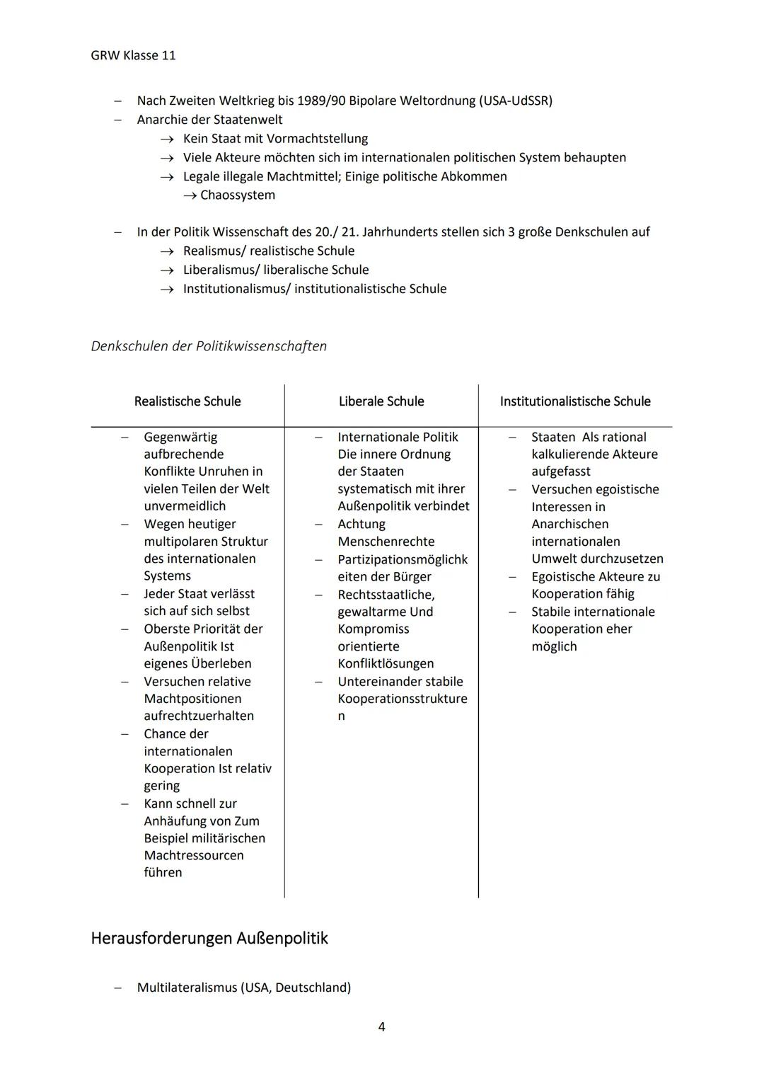 GRW Klasse 11
INTERNATIONALE POLITIK IN DER GLOBALISIERTEN WELT
Kennen von Herausforderungen für die internationale Politik im 21 Jhd.
Umgan