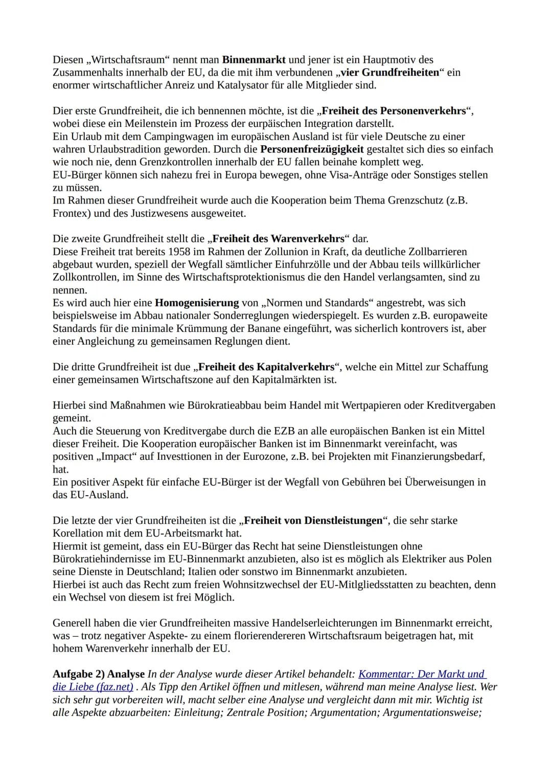Sozialwissenschaftsklausur
(Q.2.1)
Thema: Die Europäische Union (Organe; Wirtschaft; Politik; Kritik)
Aufgabe 1a) Reproduktion: In 1a sollen