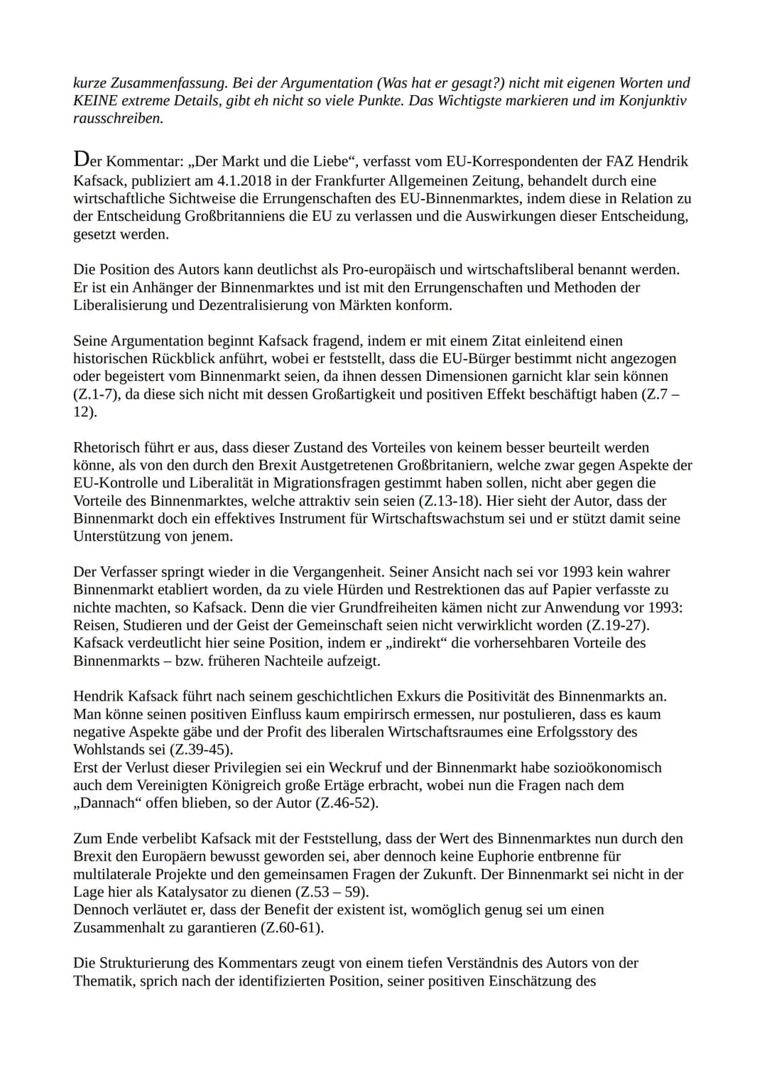 Sozialwissenschaftsklausur
(Q.2.1)
Thema: Die Europäische Union (Organe; Wirtschaft; Politik; Kritik)
Aufgabe 1a) Reproduktion: In 1a sollen
