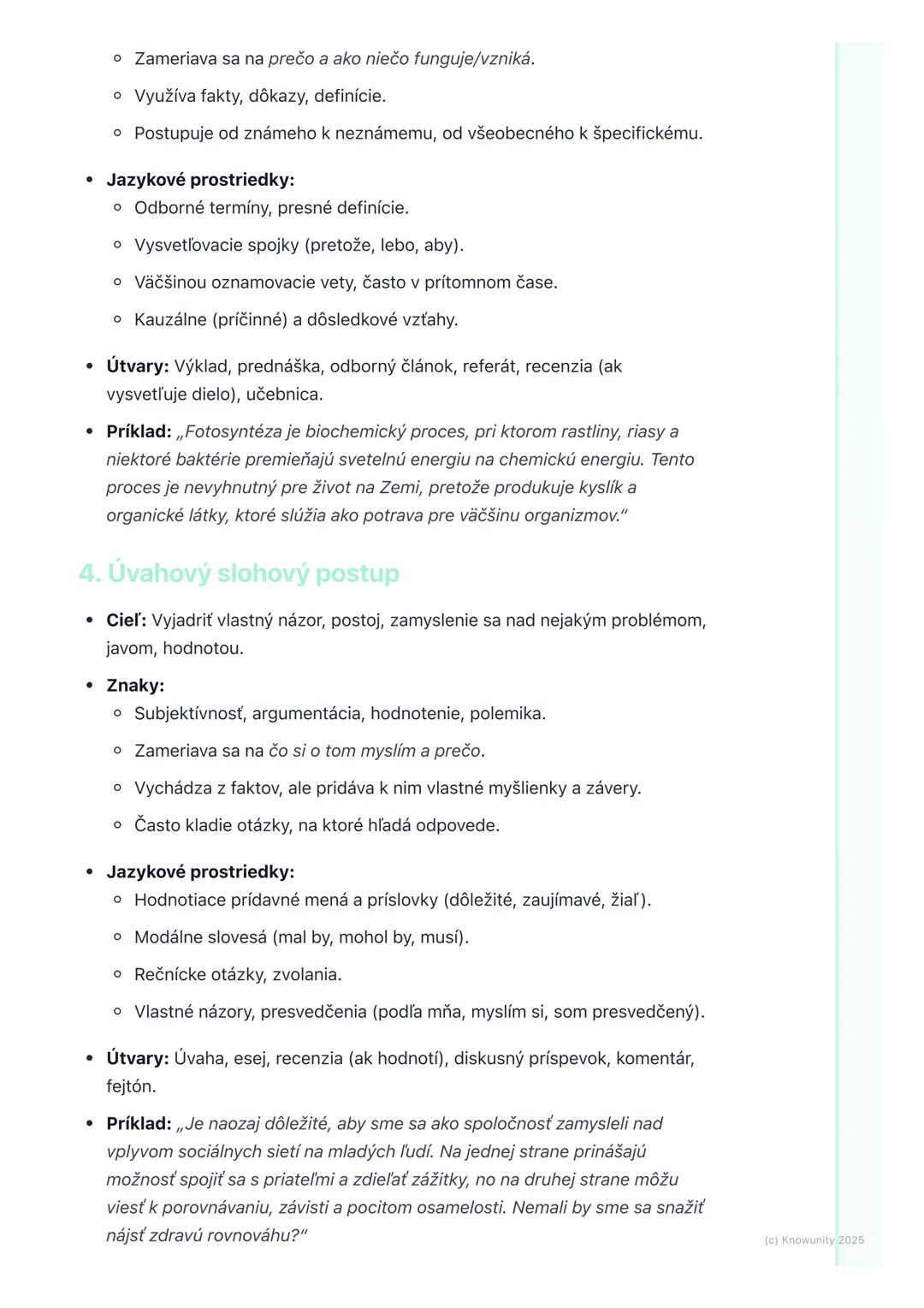 # Slohové postupy

Úvod / Prehľad

Dnes si preberieme slohové postupy, čo je podľa mňa dosť dôležitá téma, lebo
nám pomáha pochopiť, ako sú 