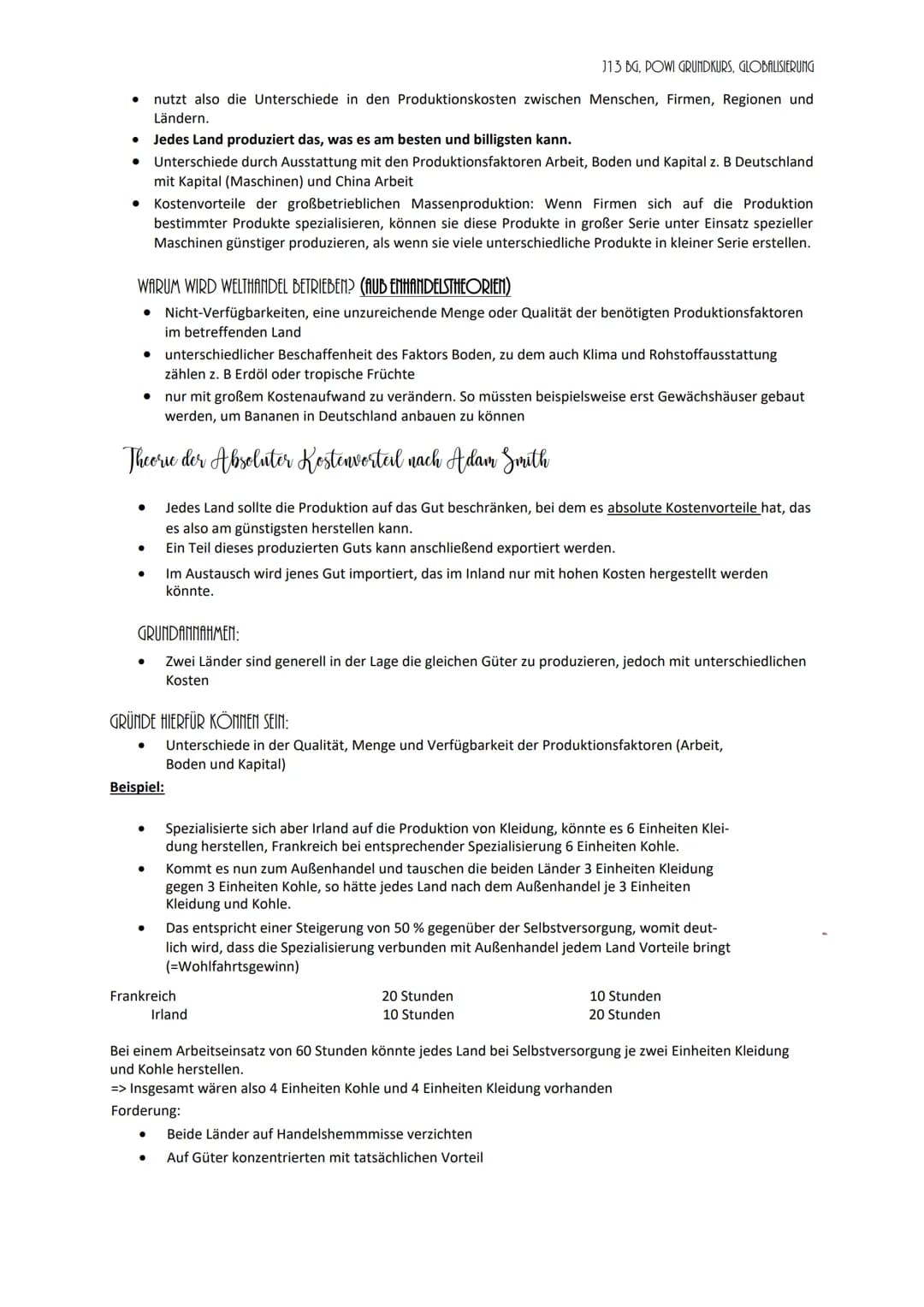 Globalisierung Powi Klausur Nummer 1 / 04
Dimensionen der Globalisierung
GLOBALISIERUNG DER WIRTSCHAFT
grenzüberschreitender Handel von Ware