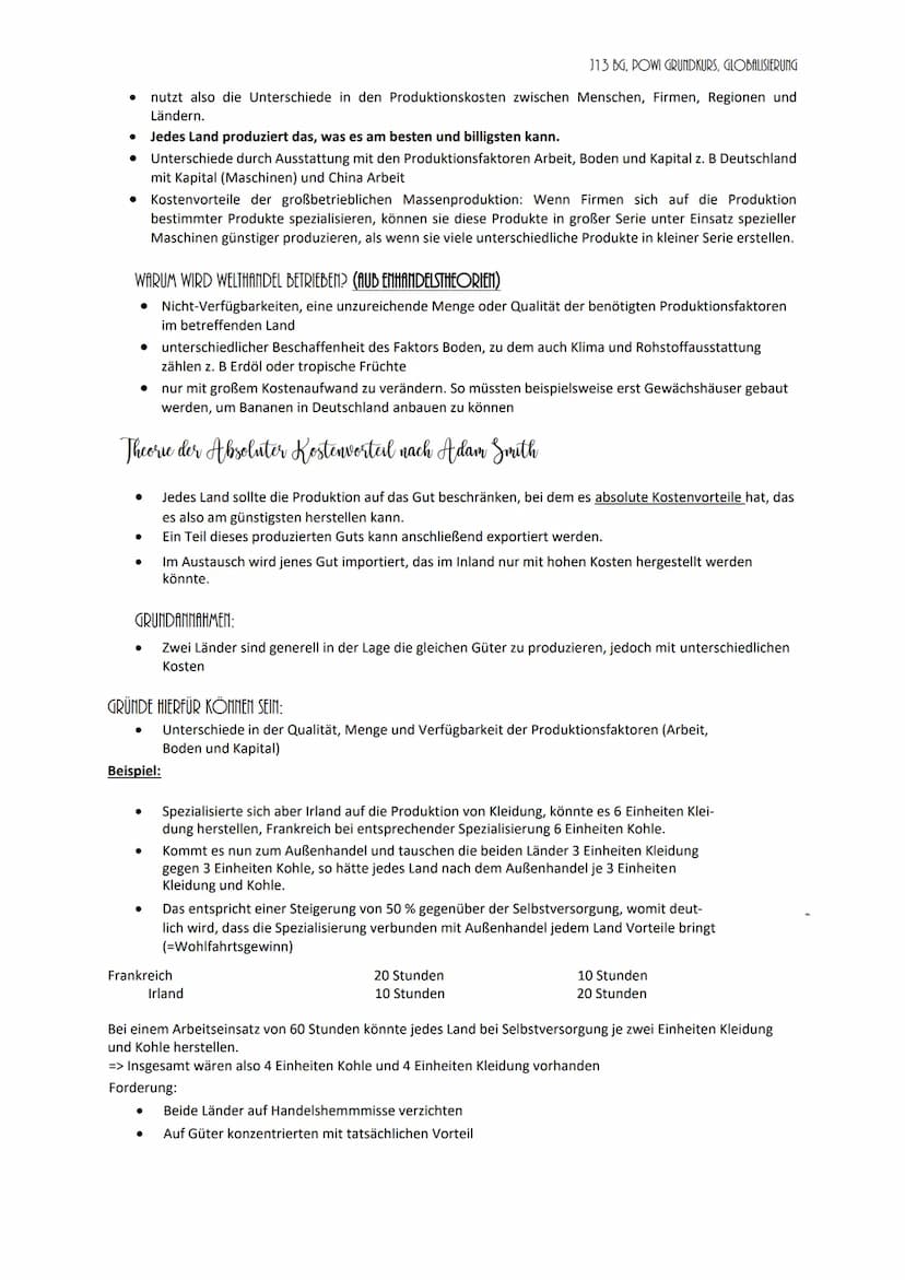 Globalisierung Powi Klausur Nummer 1 / 04
Dimensionen der Globalisierung
GLOBALISIERUNG DER WIRTSCHAFT
grenzüberschreitender Handel von Ware