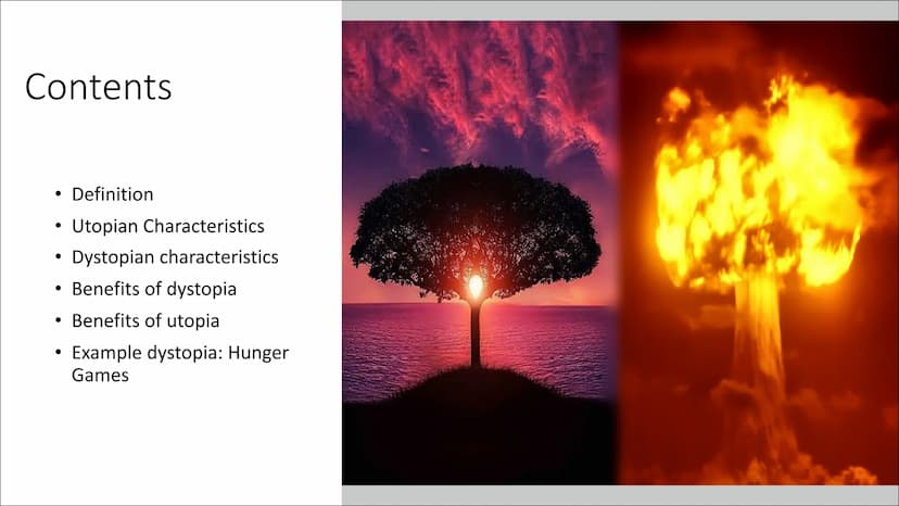 Dystopia &
utopia
From Hannah & Melike
Q2 Contents
●
●
●
●
●
Definition
Utopian Characteristics
Dystopian characteristics
Benefits of dystop
