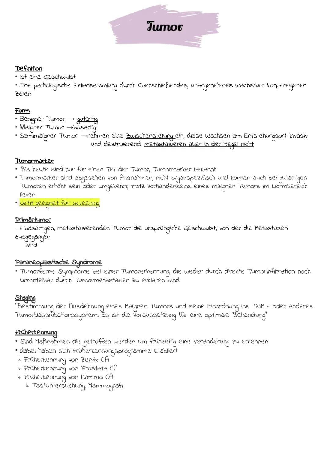Tumor, Chemotherapie, Bestrahlung