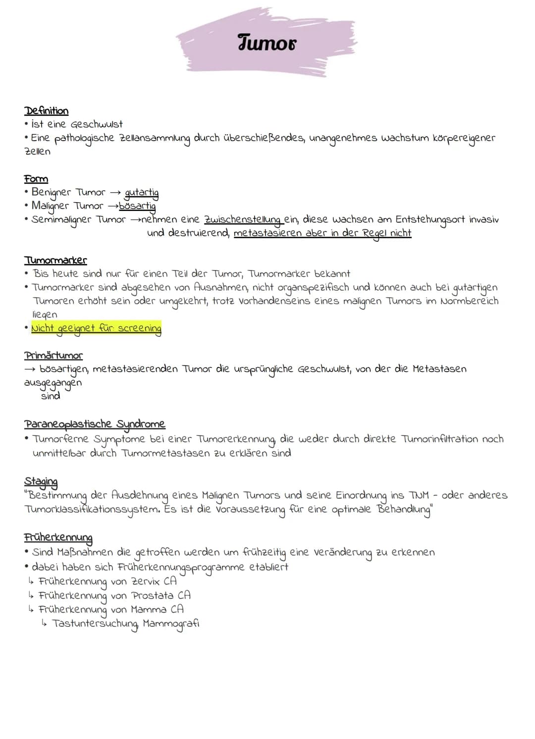 Definition
• ist eine Geschwulst
• Eine pathologische Zellansammlung durch überschießendes, unangenehmes wachstum körpereigener
Zellen
Form
