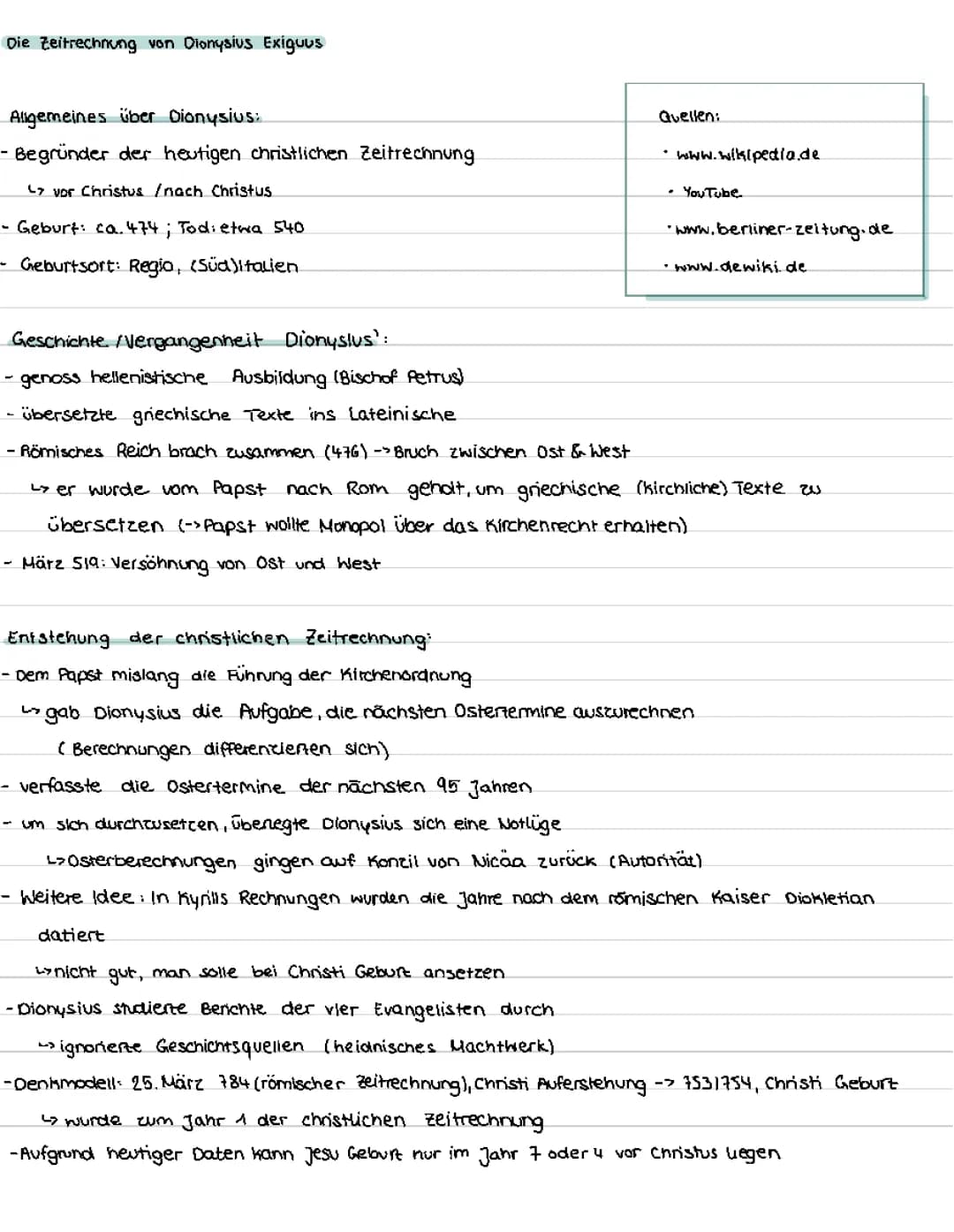 Zeitrechnung d. Dionysius Exiguus
