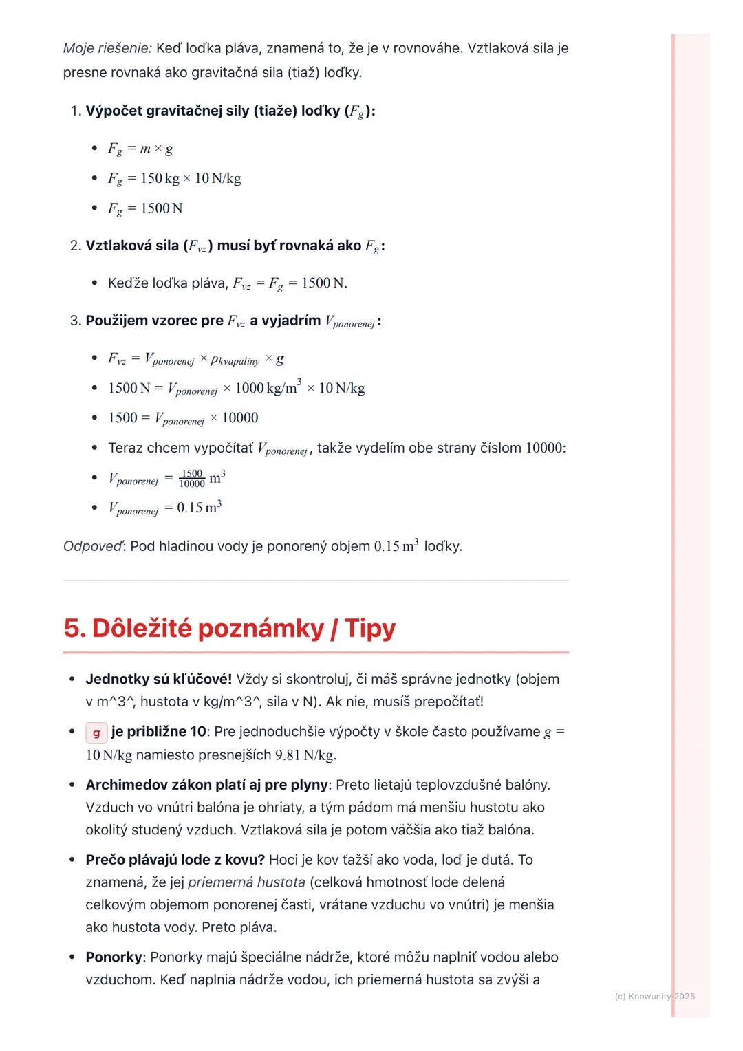 # Vztlaková sila a Archimedov
zákon

1. Prehľad a úvod

Dnes sa budeme učiť o vztlakovej sile a Archimedovom zákone. Je to dôležité,
lebo ná