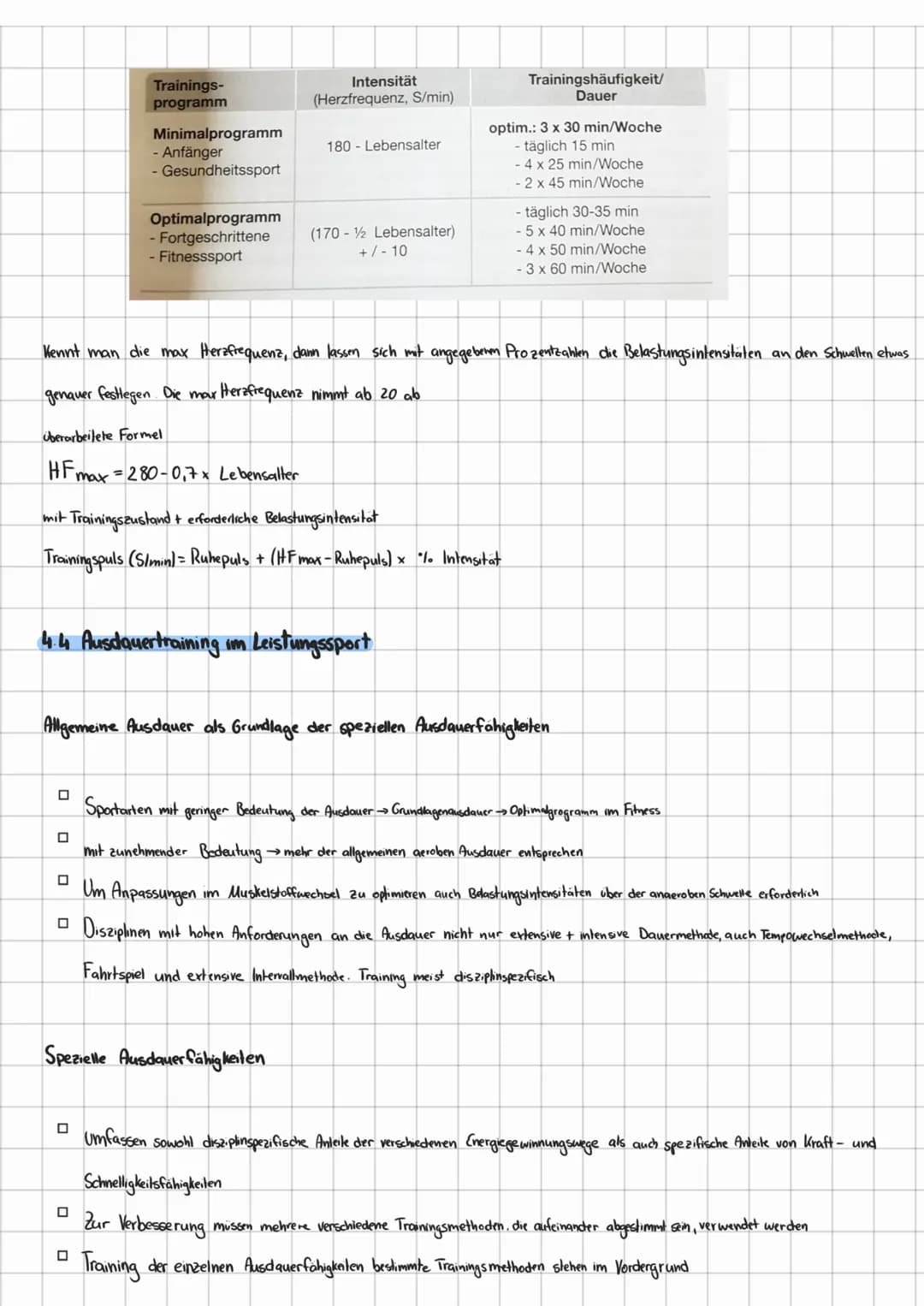 3.5 Allgemeine Ausdauerfähigkeiten
Allgemeine aerobe Ausdauer (aerobe Kapazität)
Die Belastungsintensität veicht bis zur anaeroben Schwelle 