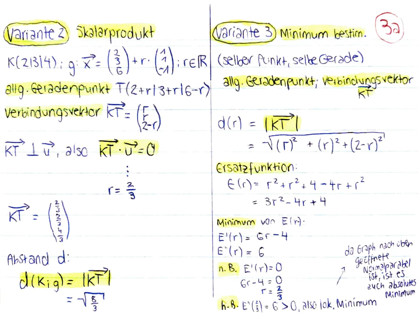 Mathe Klausur 1, J2 : Analyt. Geometrie
P
Abstand Punkt - Ebene
Abstand d (P:E): kleinste Entfernung
des Punktes P von der Ebene E; bzw.
Län